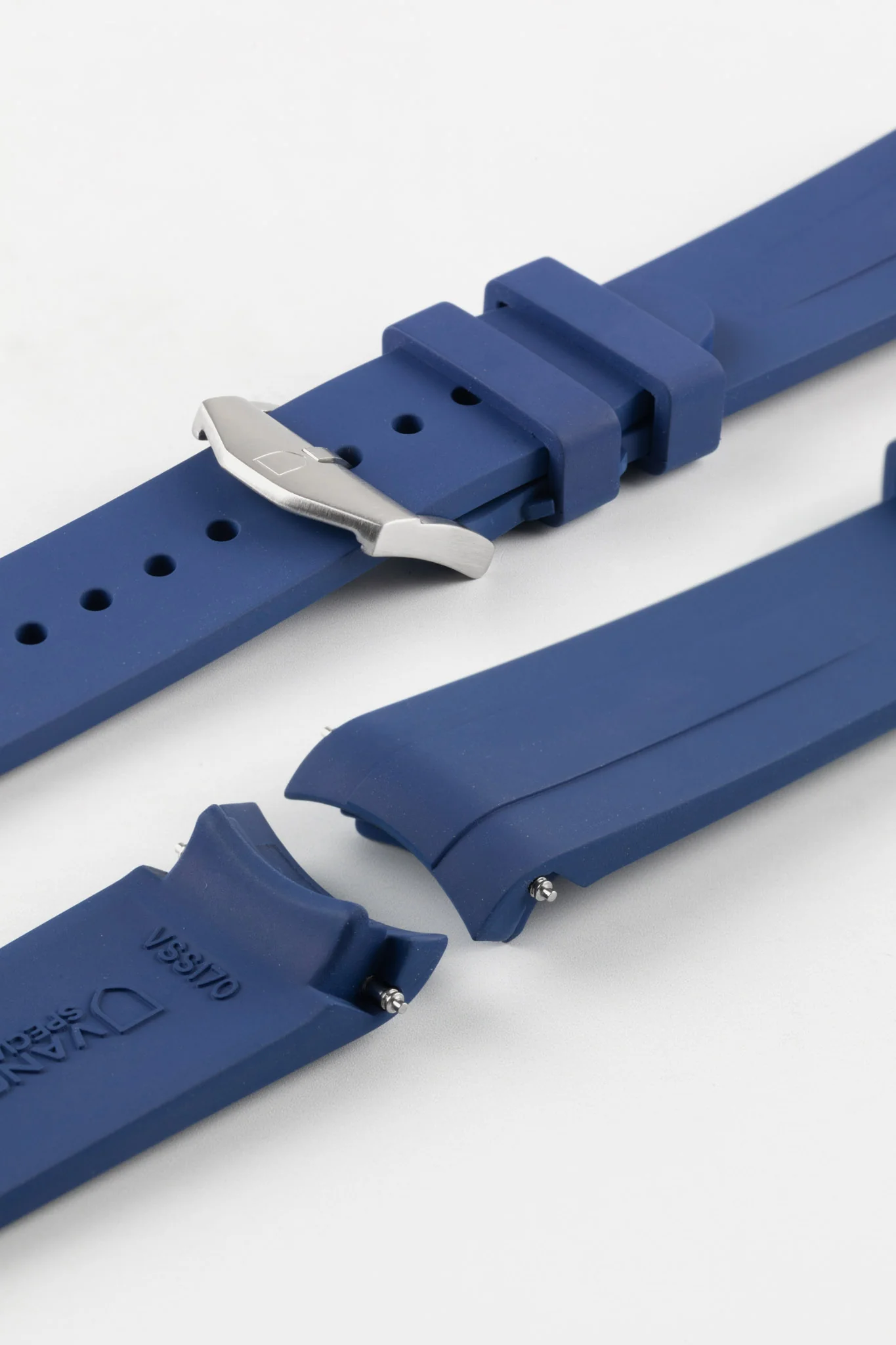 VANGUARD Curved-End Integrated Rubber Watch Strap for Rolex in BLUE - Image 7