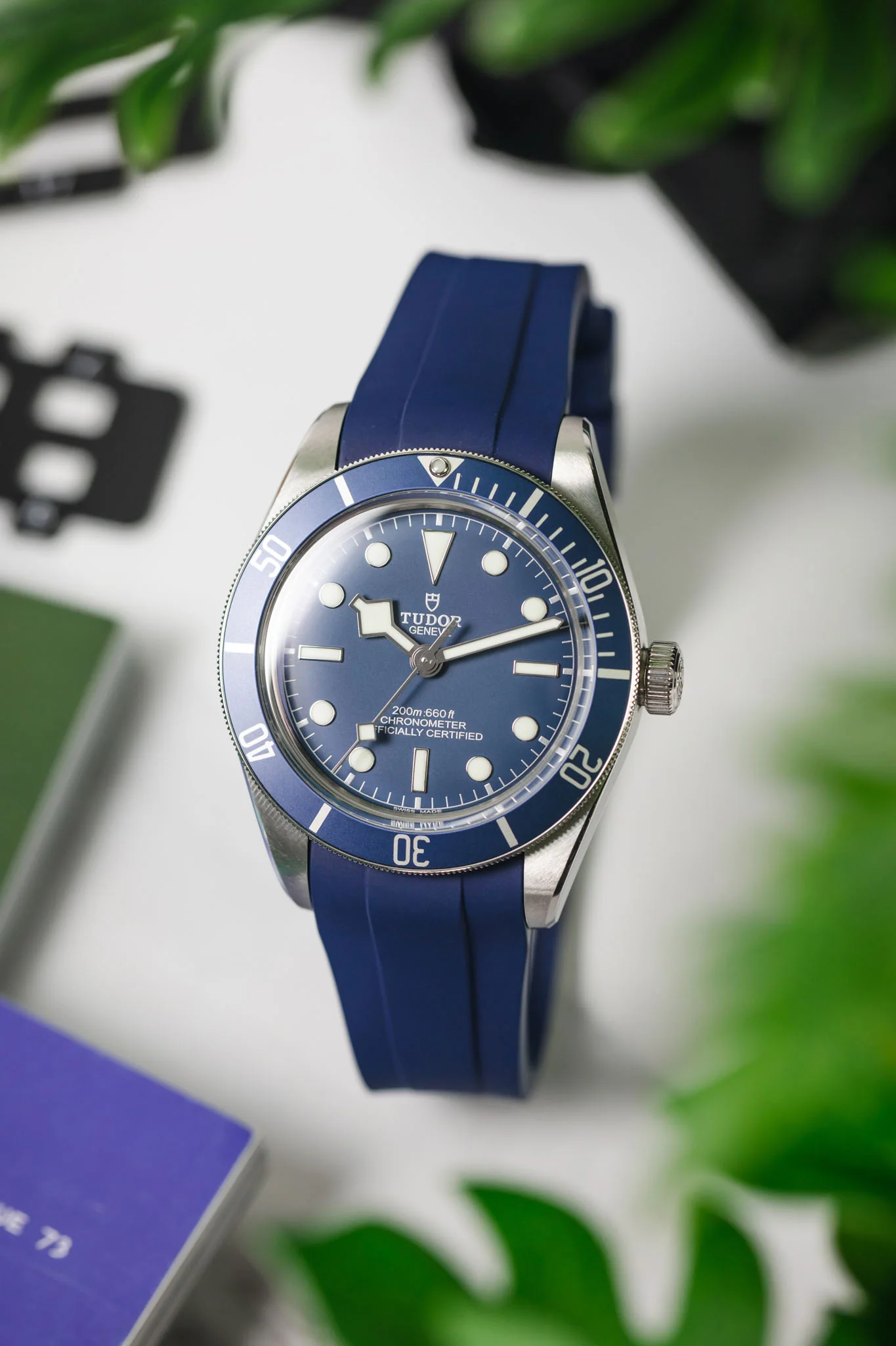 VANGUARD Integrated Rubber Watch Strap for Tudor Black Bay 58 in BLUE - Image 4