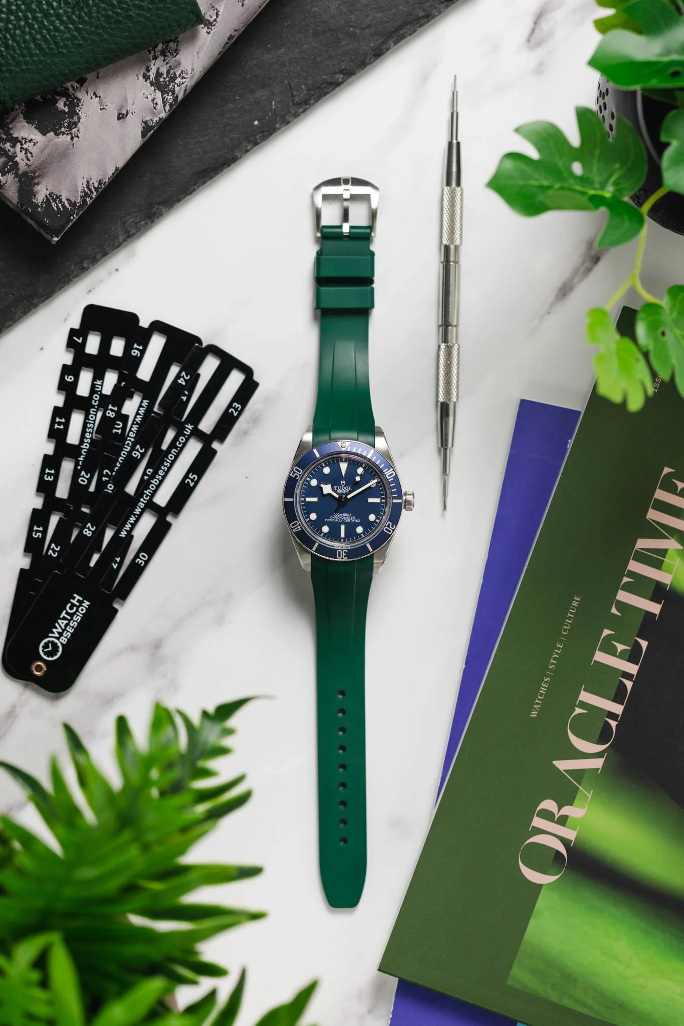VANGUARD Integrated Rubber Watch Strap for Tudor Black Bay 58 in GREEN - Image 8