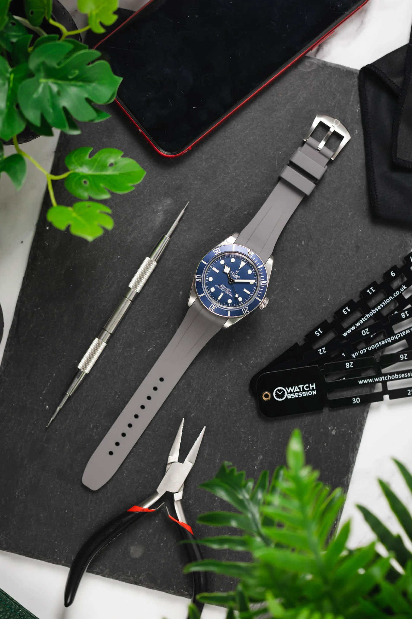 VANGUARD Integrated Rubber Watch Strap for Tudor Black Bay 58 in GREY - Image 8