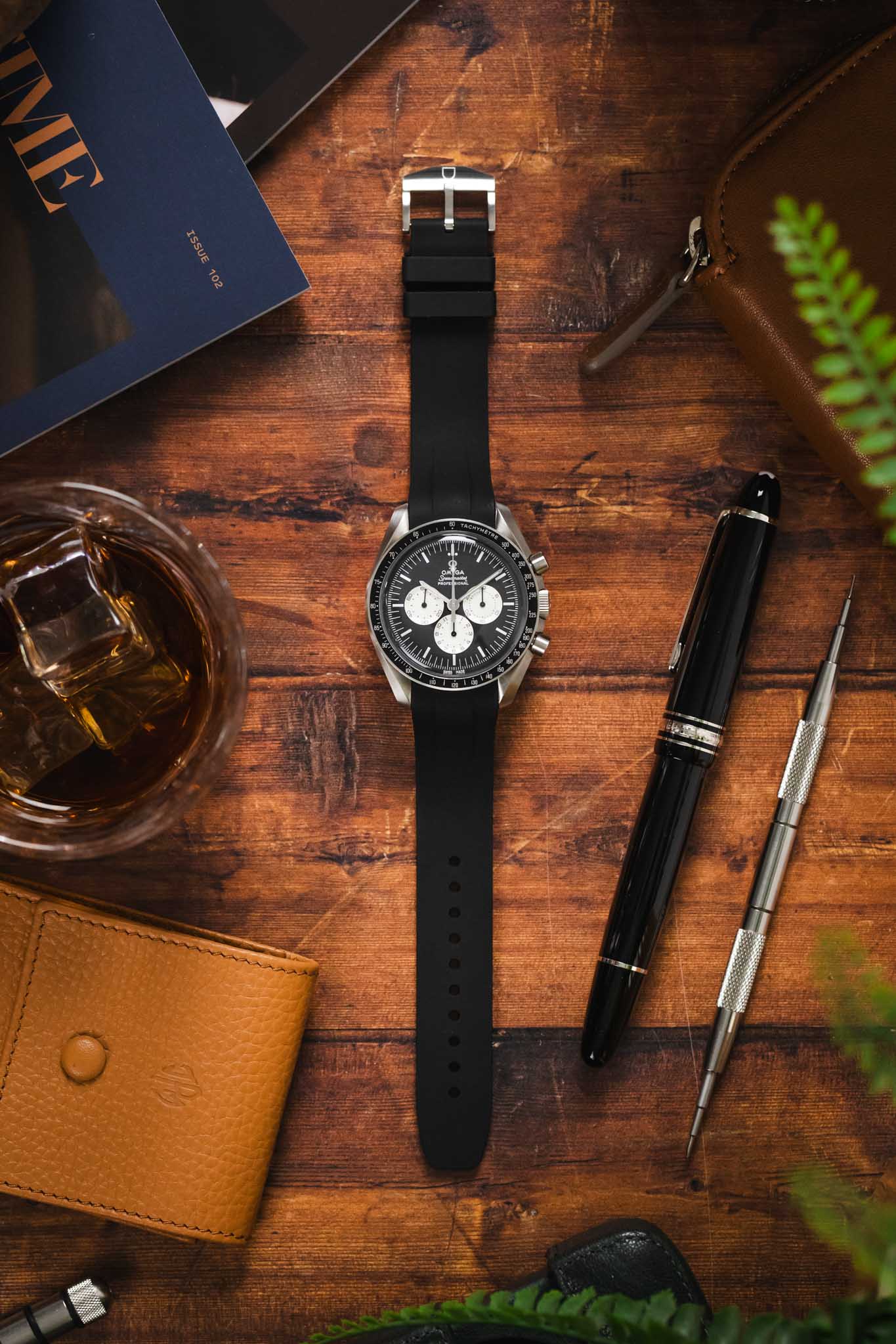 VANGUARD Integrated Rubber Watch Strap for Omega Speedmaster/ Moonswatch in BLACK - Image 8