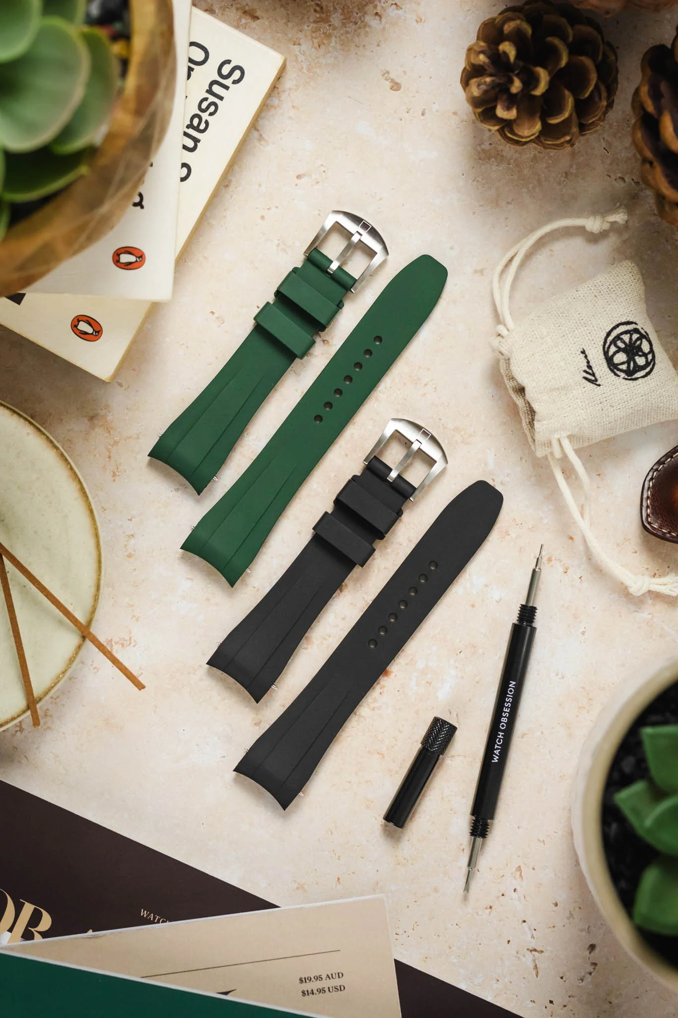VANGUARD Integrated Rubber Watch Strap for Tudor Black Bay 54 in BLACK - Image 7