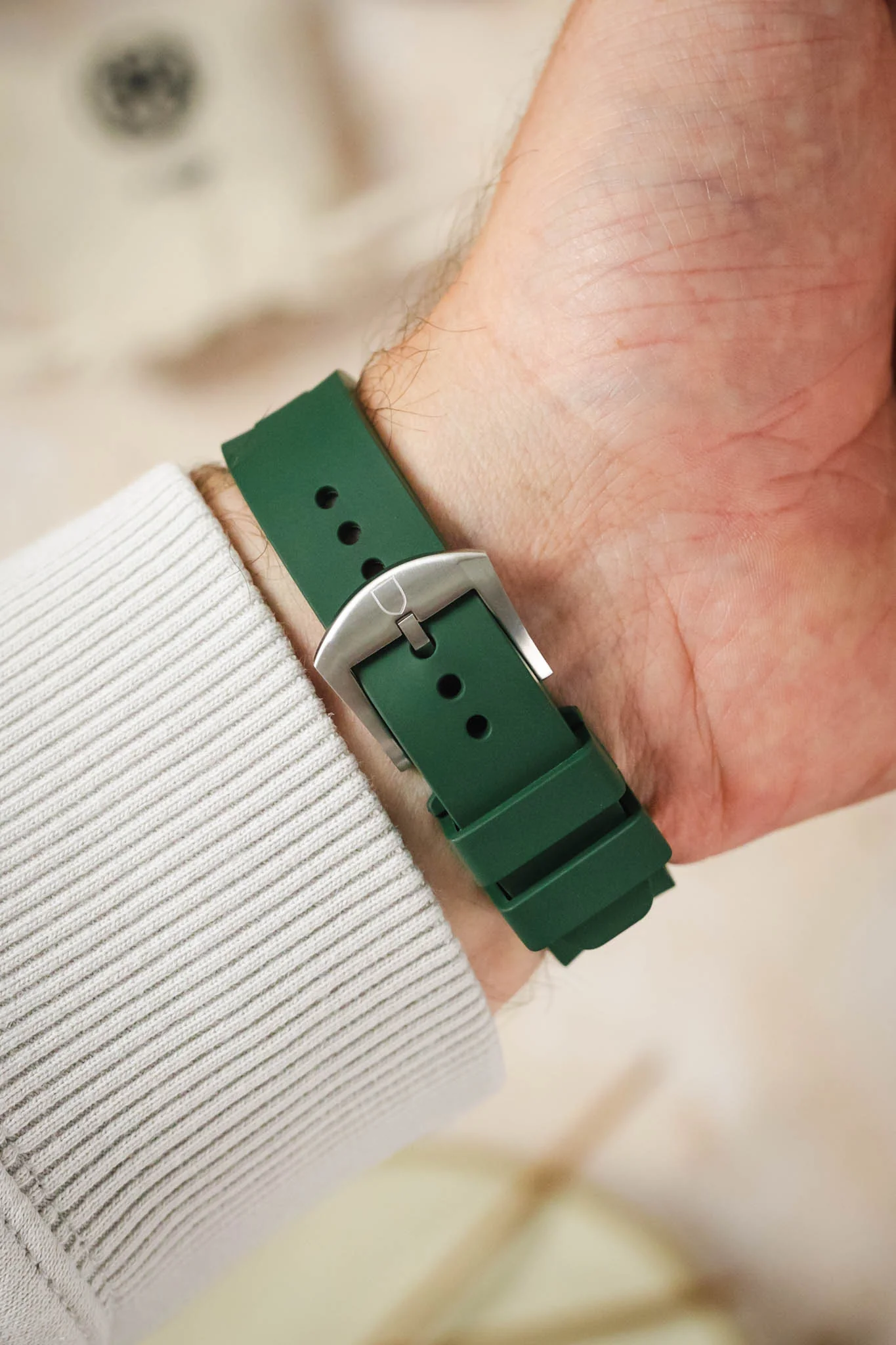 VANGUARD Integrated Rubber Watch Strap for Tudor Black Bay 54 in GREEN - Image 2