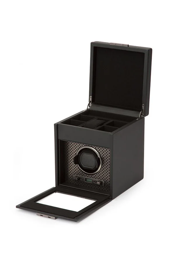 WOLF AXIS Single Watch Winder with Storage in POWDER BLACK - Image 3