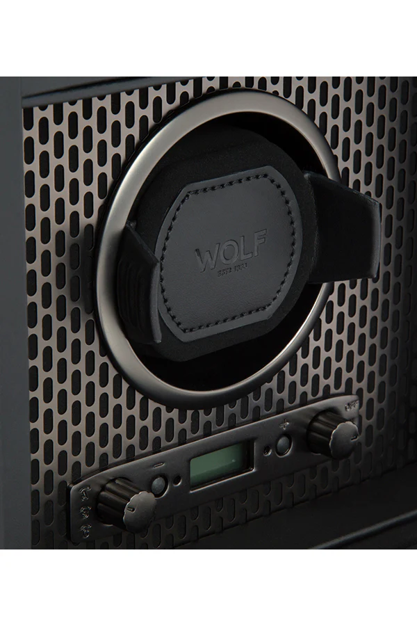 WOLF AXIS Single Watch Winder with Storage in POWDER BLACK - Image 4