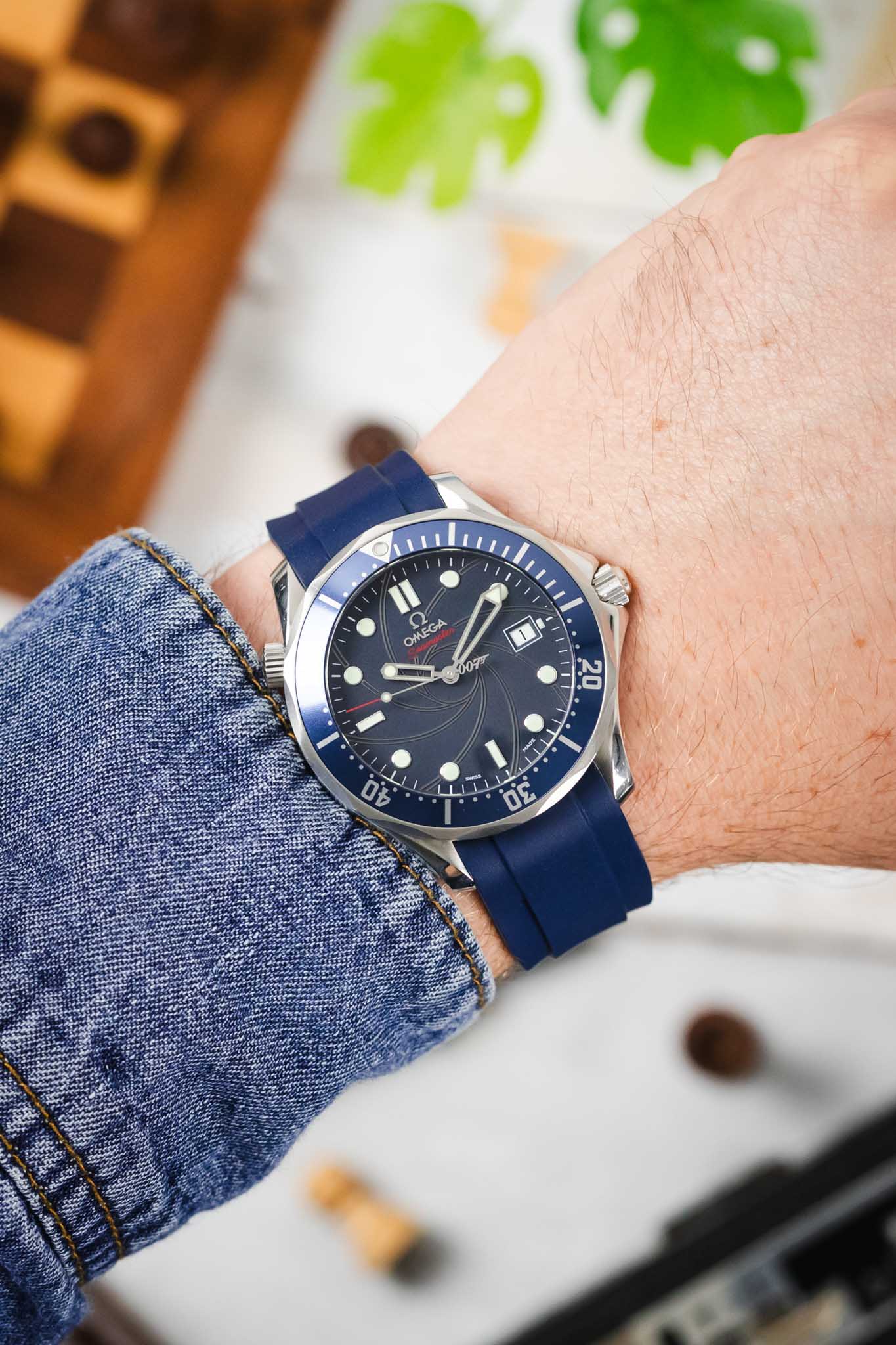 ZEALANDE ZBC01 Rubber Watch Strap for Omega Seamaster in BLUE - Image 2