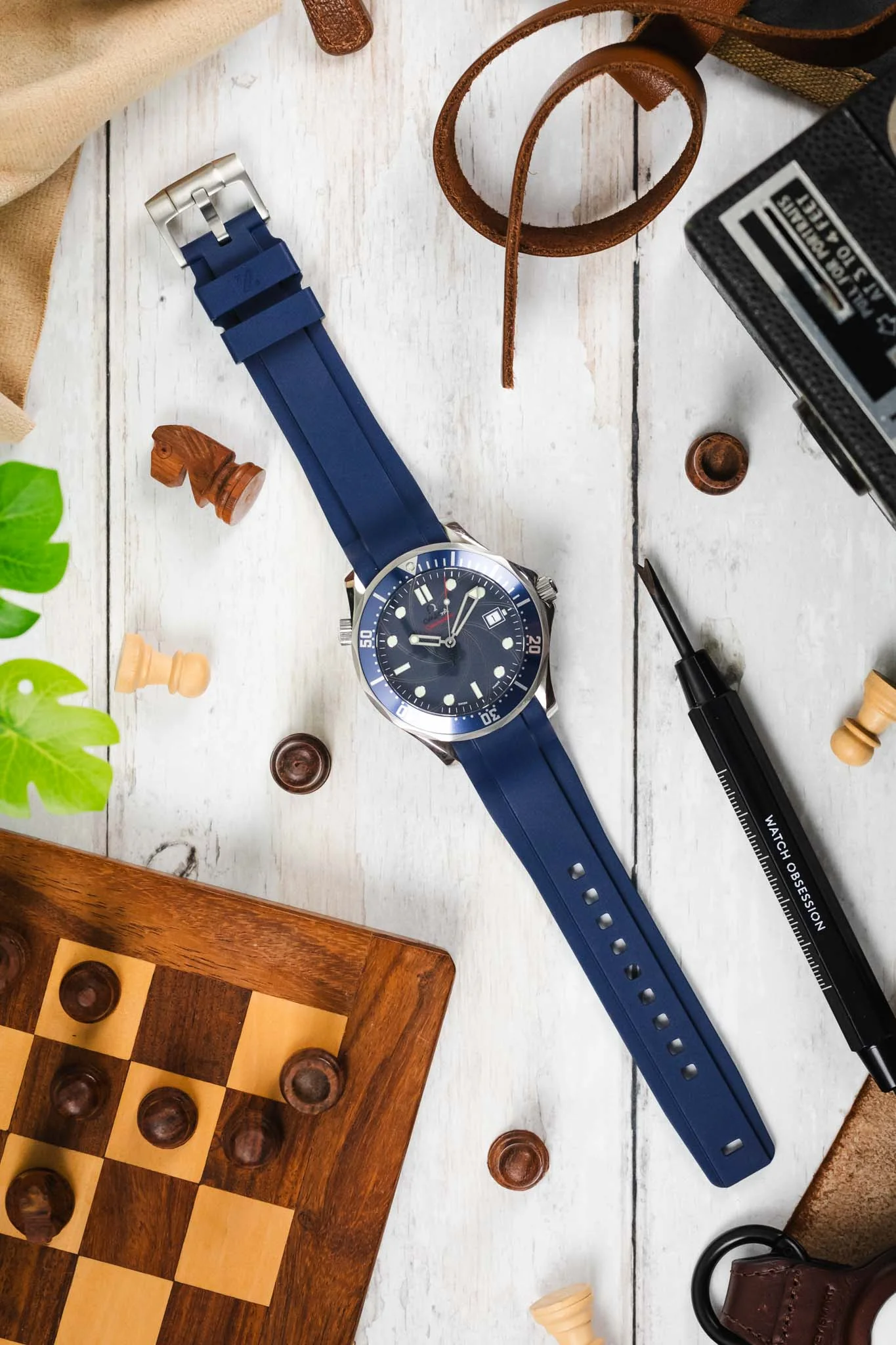 ZEALANDE ZBC01 Rubber Watch Strap for Omega Seamaster in BLUE - Image 8