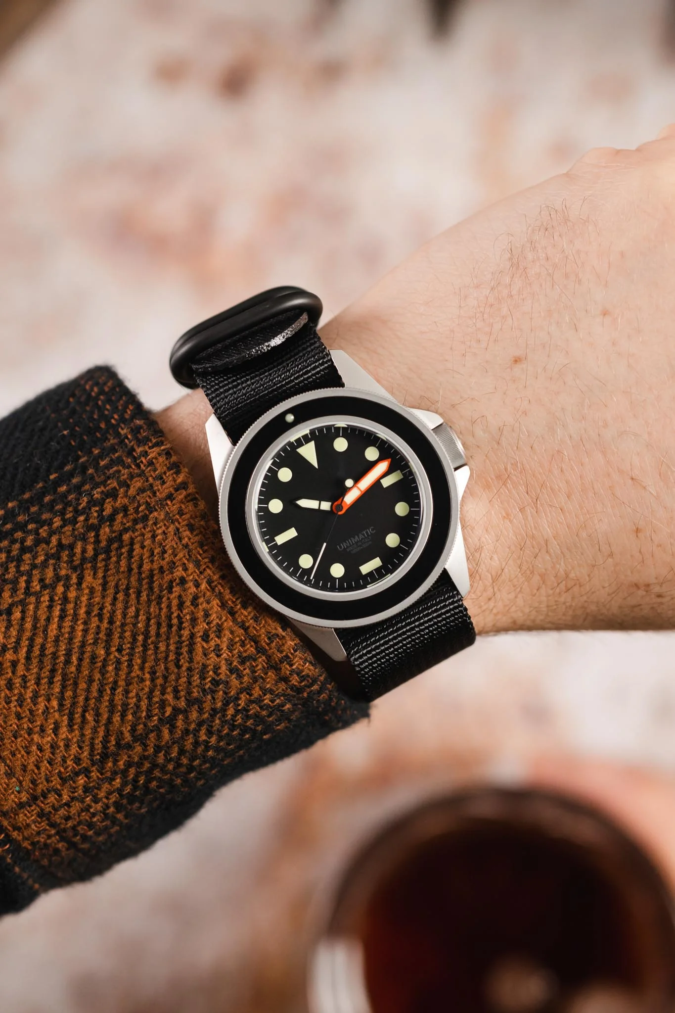 ZULU Nylon Watch Strap with 3 PVD Rings in BLACK - Image 2
