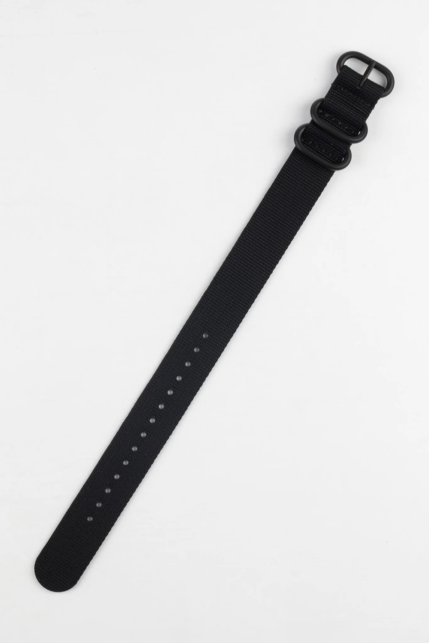 ZULU Nylon Watch Strap with 3 PVD Rings in BLACK - Image 3