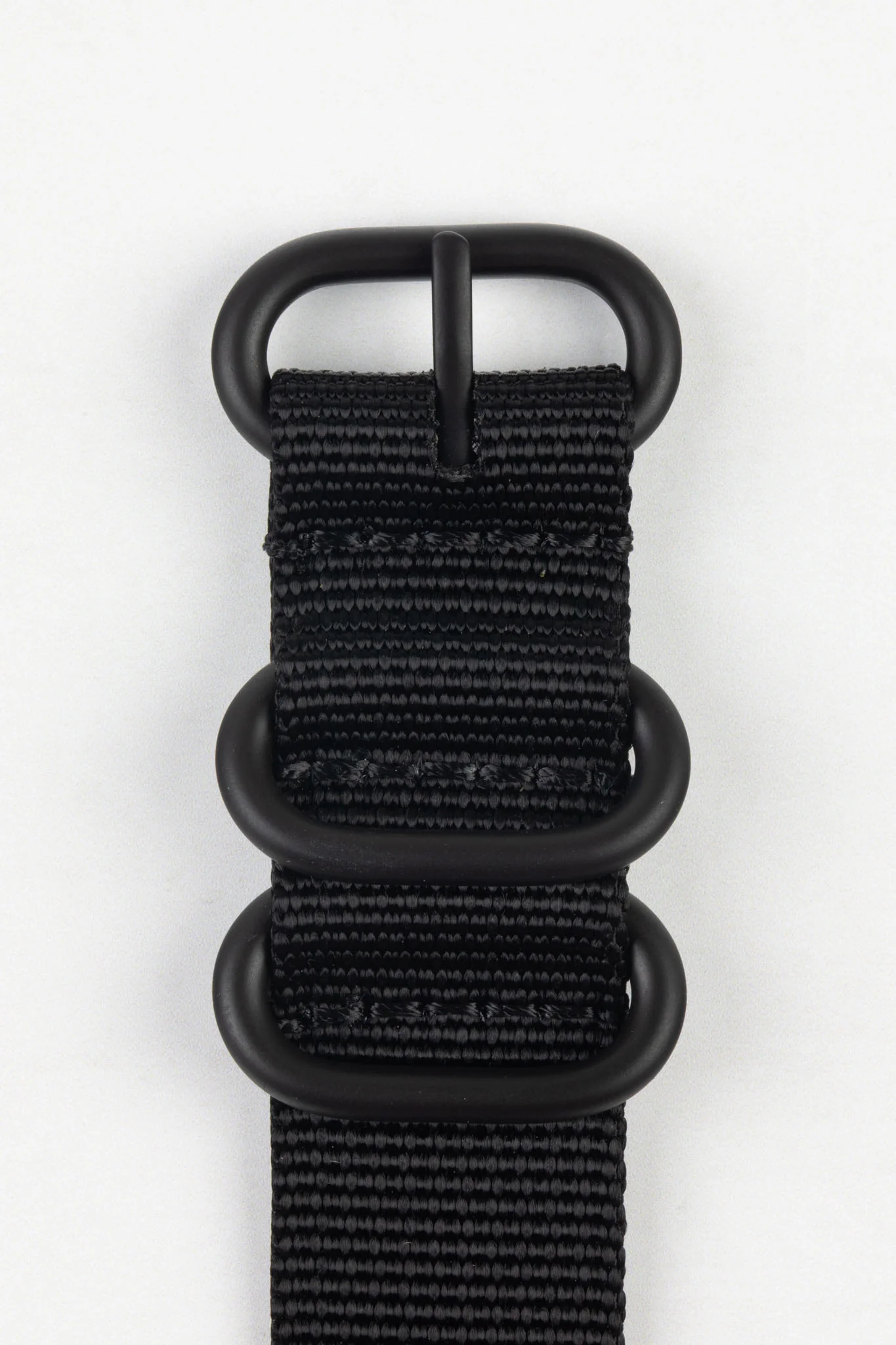 ZULU Nylon Watch Strap with 3 PVD Rings in BLACK - Image 4