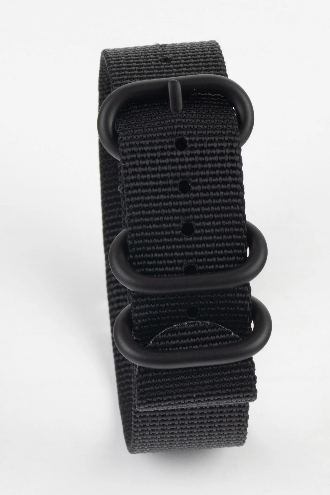 ZULU Nylon Watch Strap with 3 PVD Rings in BLACK - Image 6