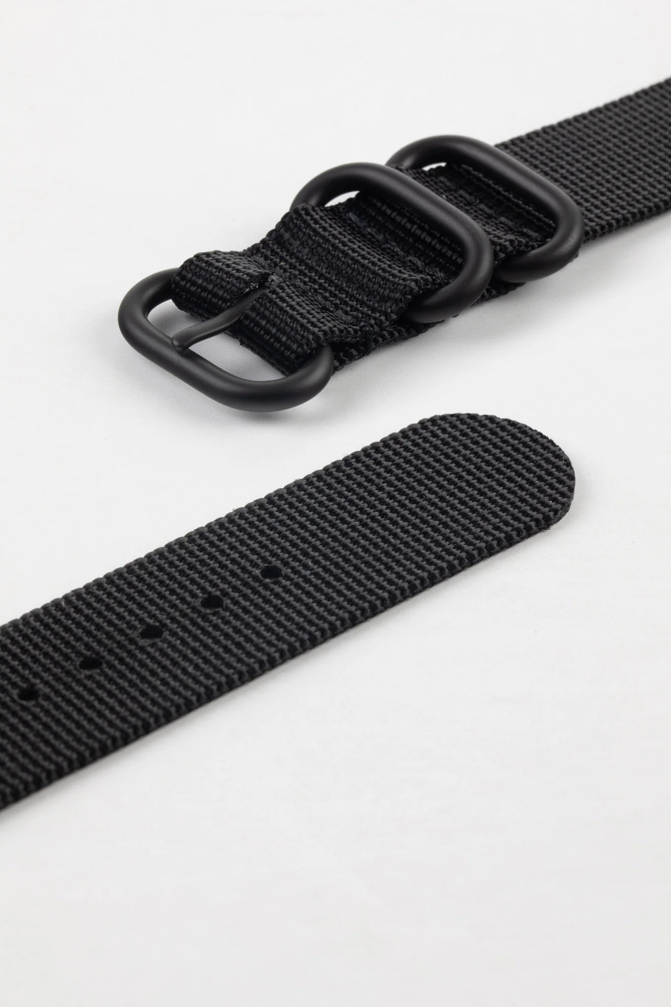 ZULU Nylon Watch Strap with 3 PVD Rings in BLACK - Image 7