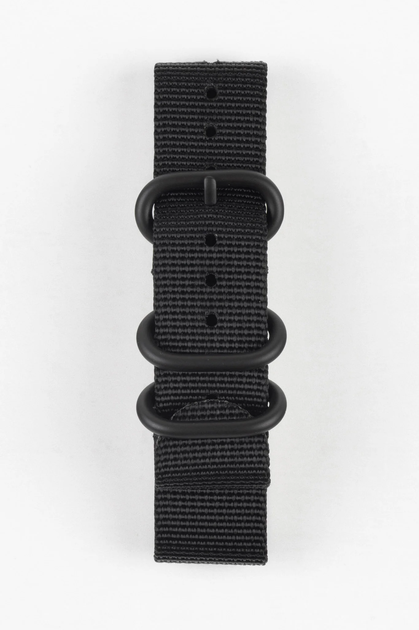ZULU Nylon Watch Strap with 3 PVD Rings in BLACK - Image 8