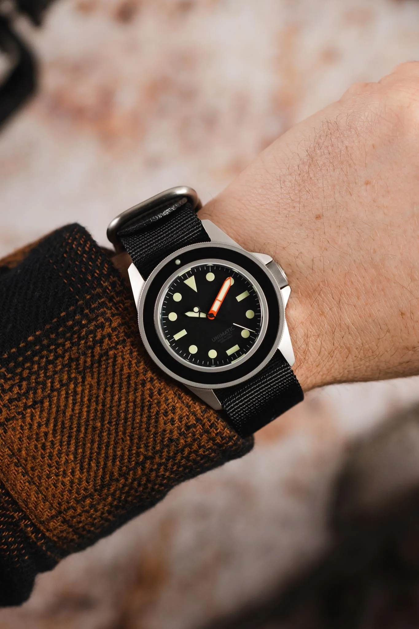 ZULU Nylon Watch Strap with 3 Steel Rings in BLACK - Image 2