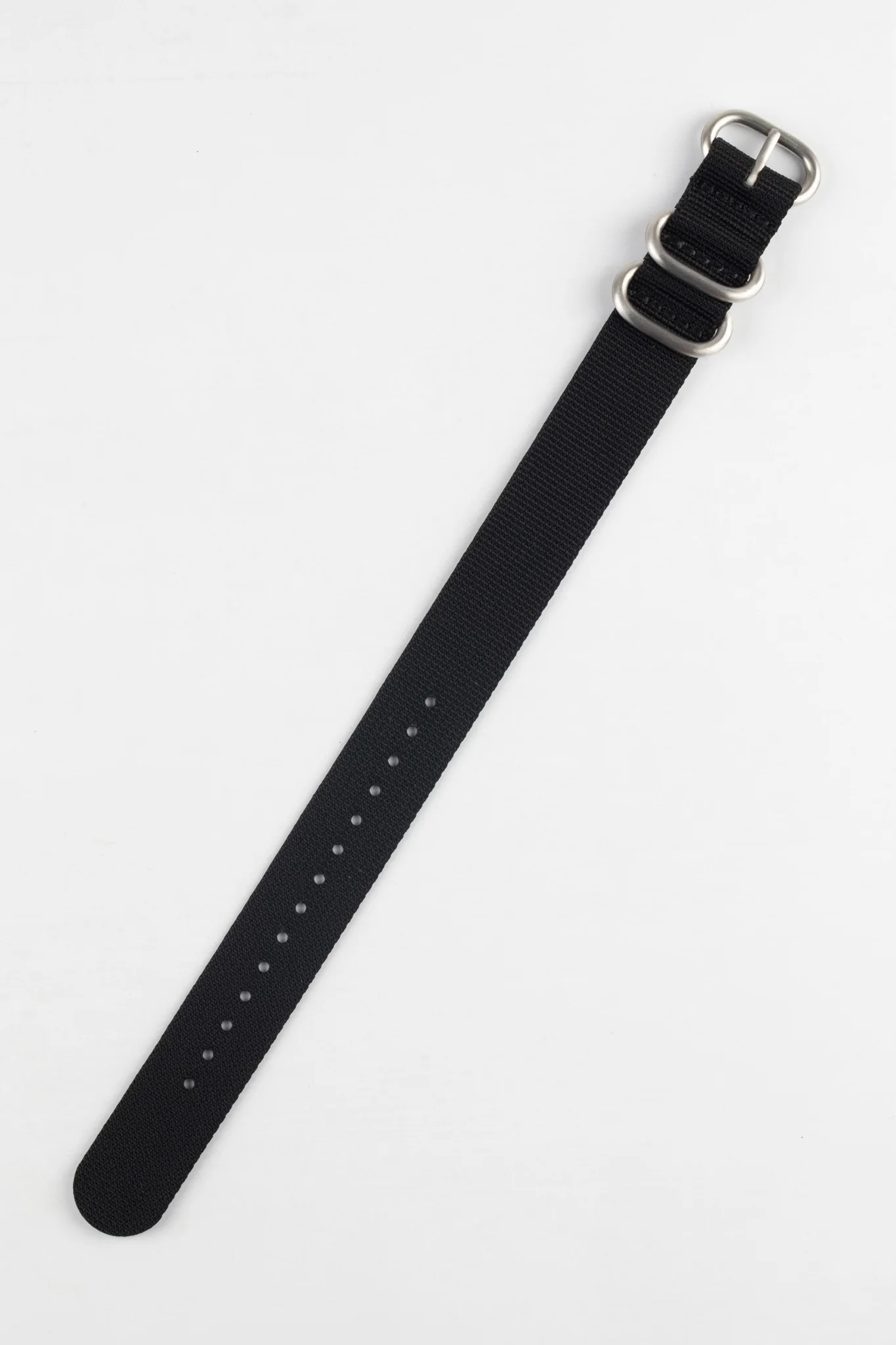 ZULU Nylon Watch Strap with 3 Steel Rings in BLACK - Image 3