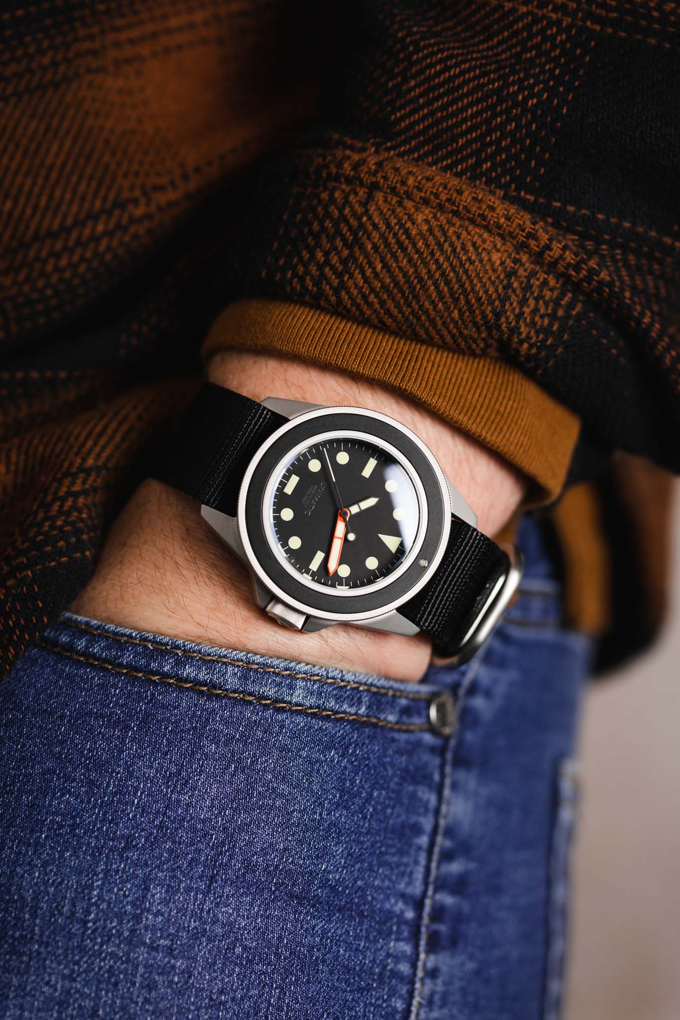 ZULU Nylon Watch Strap with 3 Steel Rings in BLACK - Image 5