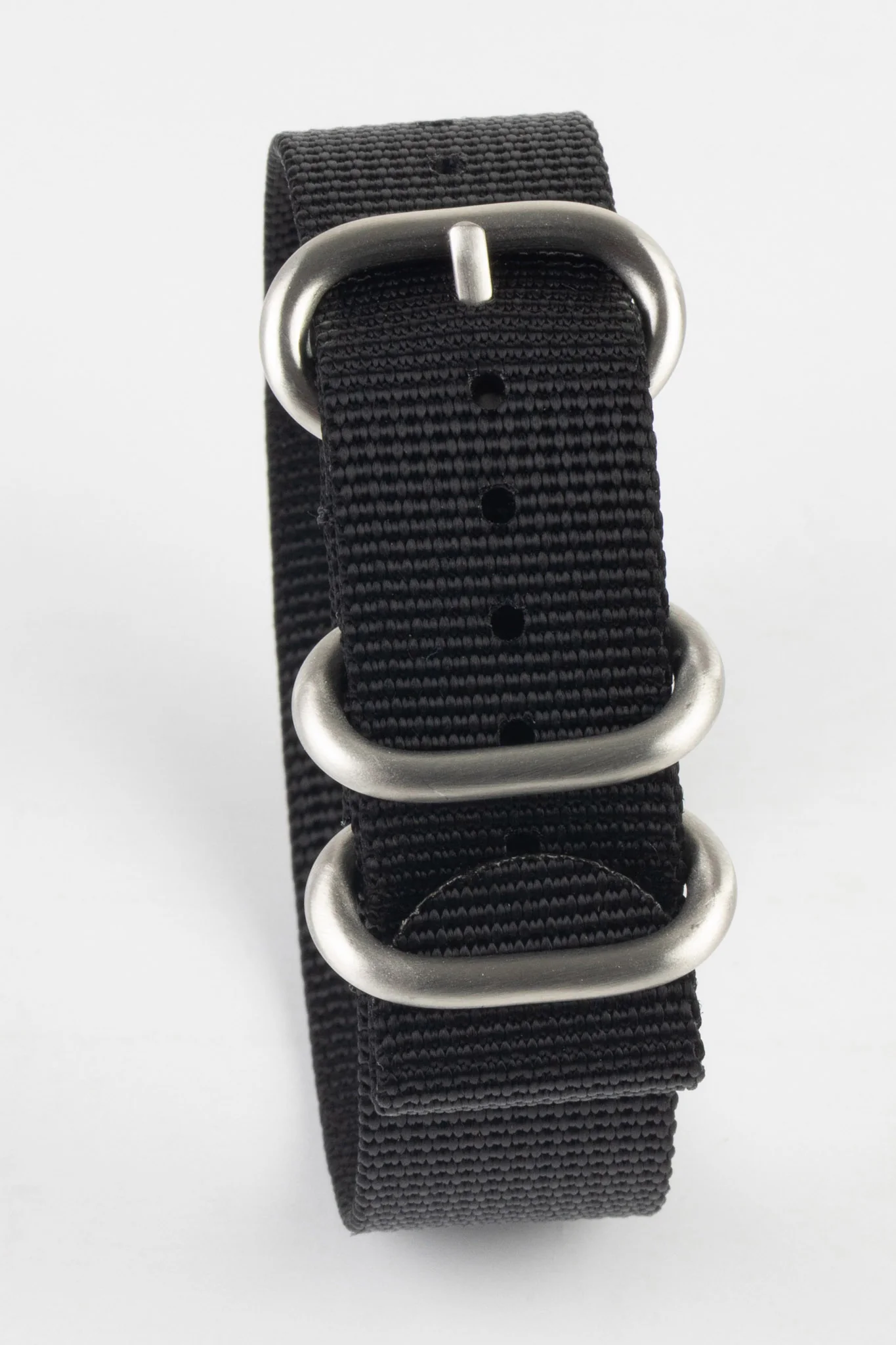 ZULU Nylon Watch Strap with 3 Steel Rings in BLACK - Image 6