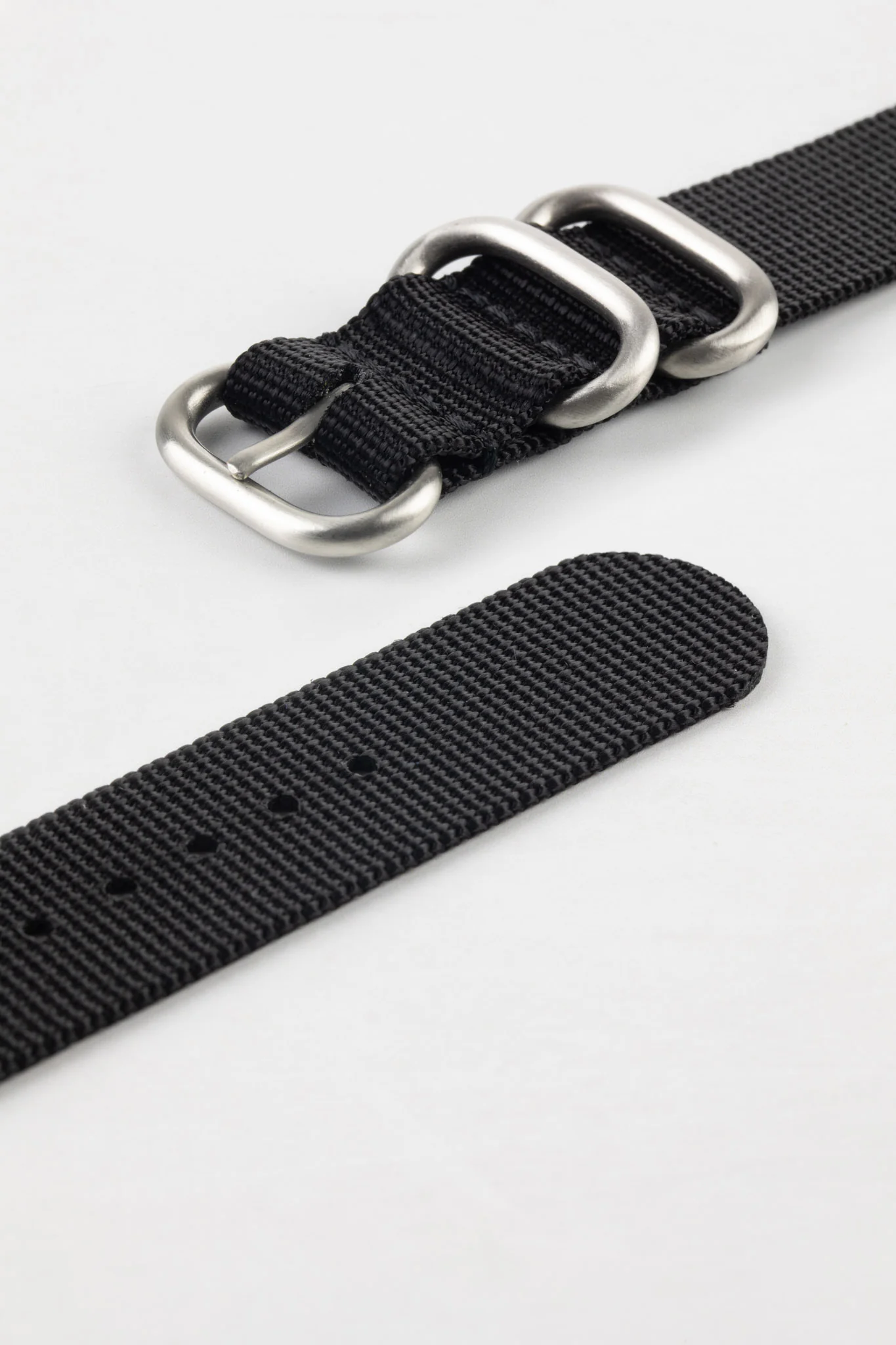 ZULU Nylon Watch Strap with 3 Steel Rings in BLACK - Image 7