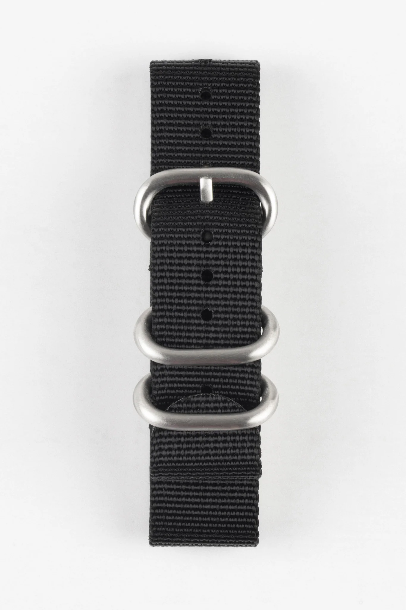 ZULU Nylon Watch Strap with 3 Steel Rings in BLACK - Image 8