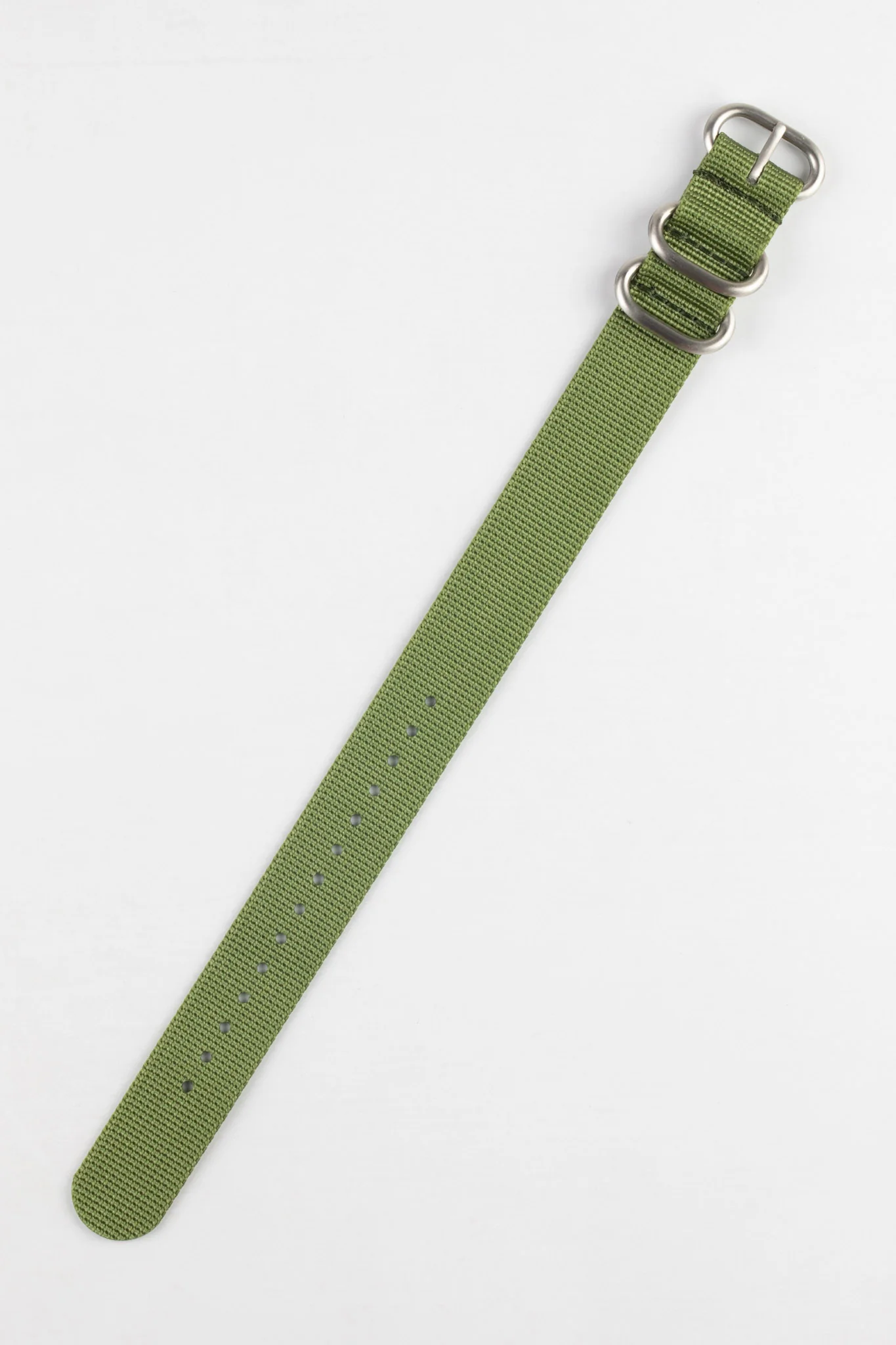ZULU Nylon Watch Strap with 3 Steel Rings in ARMY GREEN - Image 3