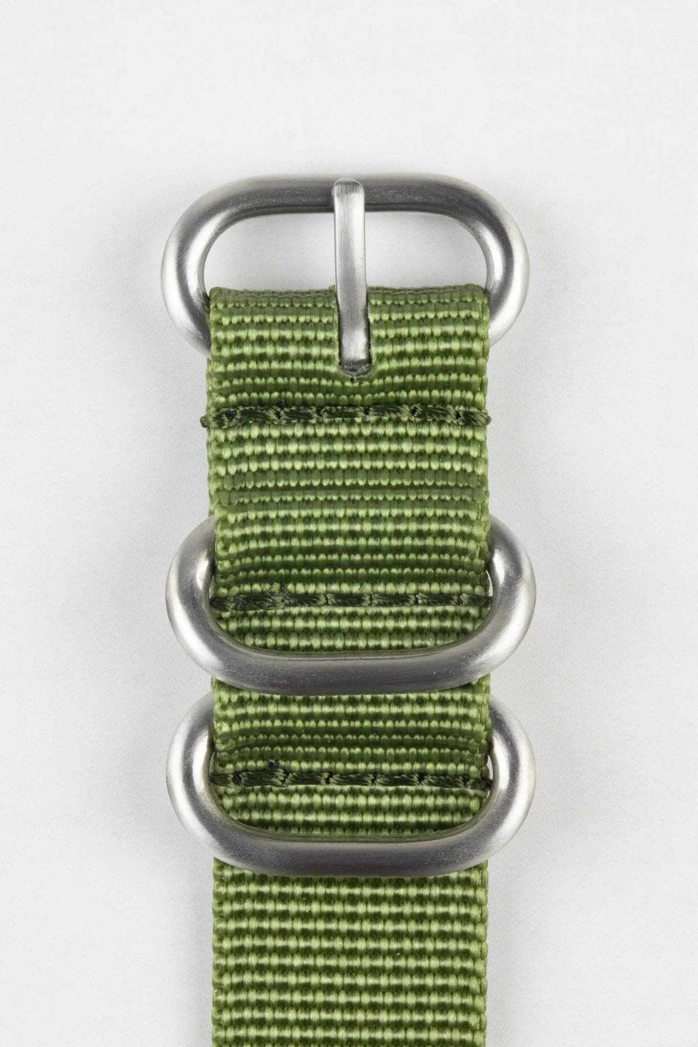 ZULU Nylon Watch Strap with 3 Steel Rings in ARMY GREEN - Image 4