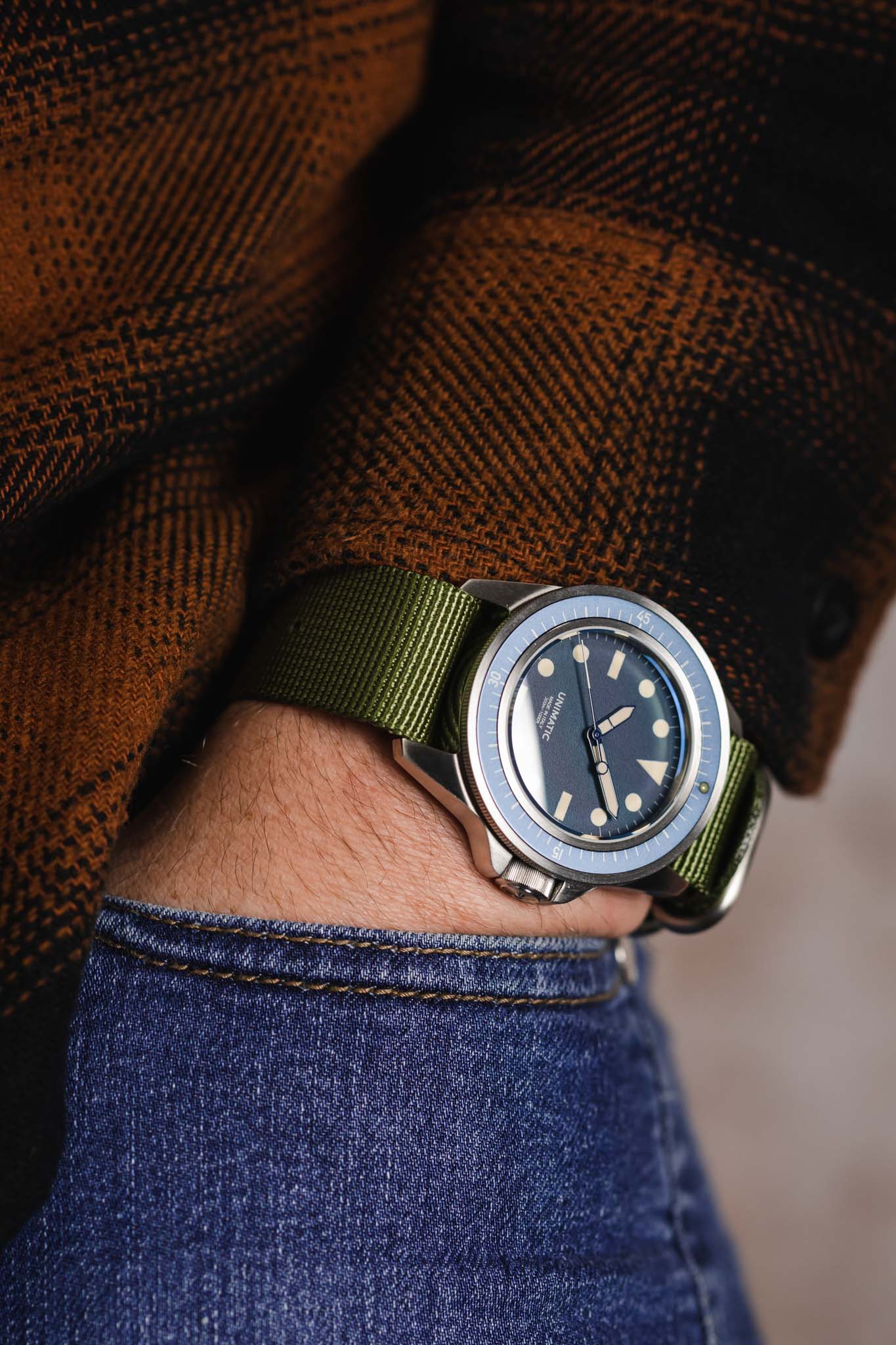 ZULU Nylon Watch Strap with 3 Steel Rings in ARMY GREEN - Image 5