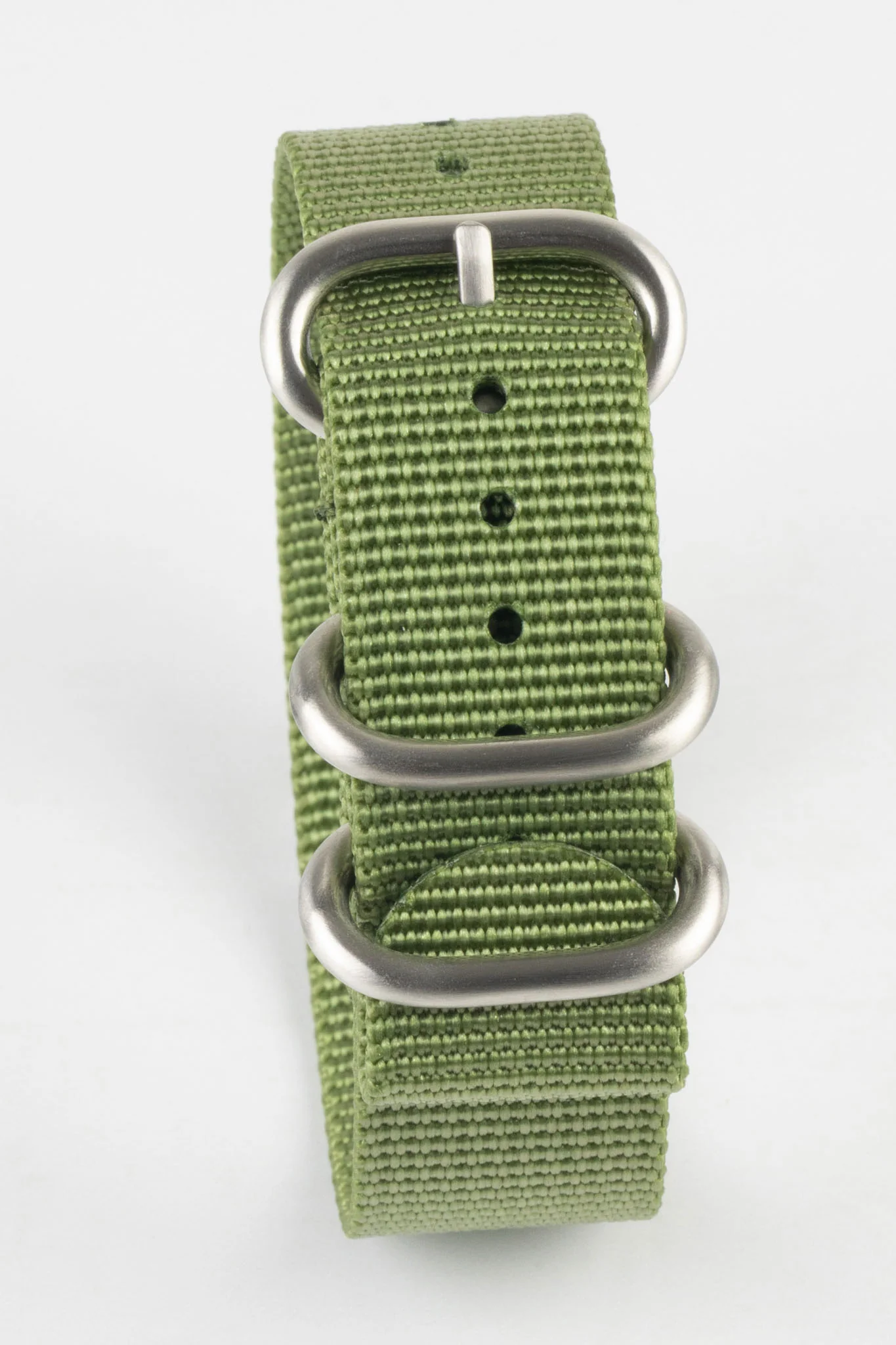 ZULU Nylon Watch Strap with 3 Steel Rings in ARMY GREEN - Image 6