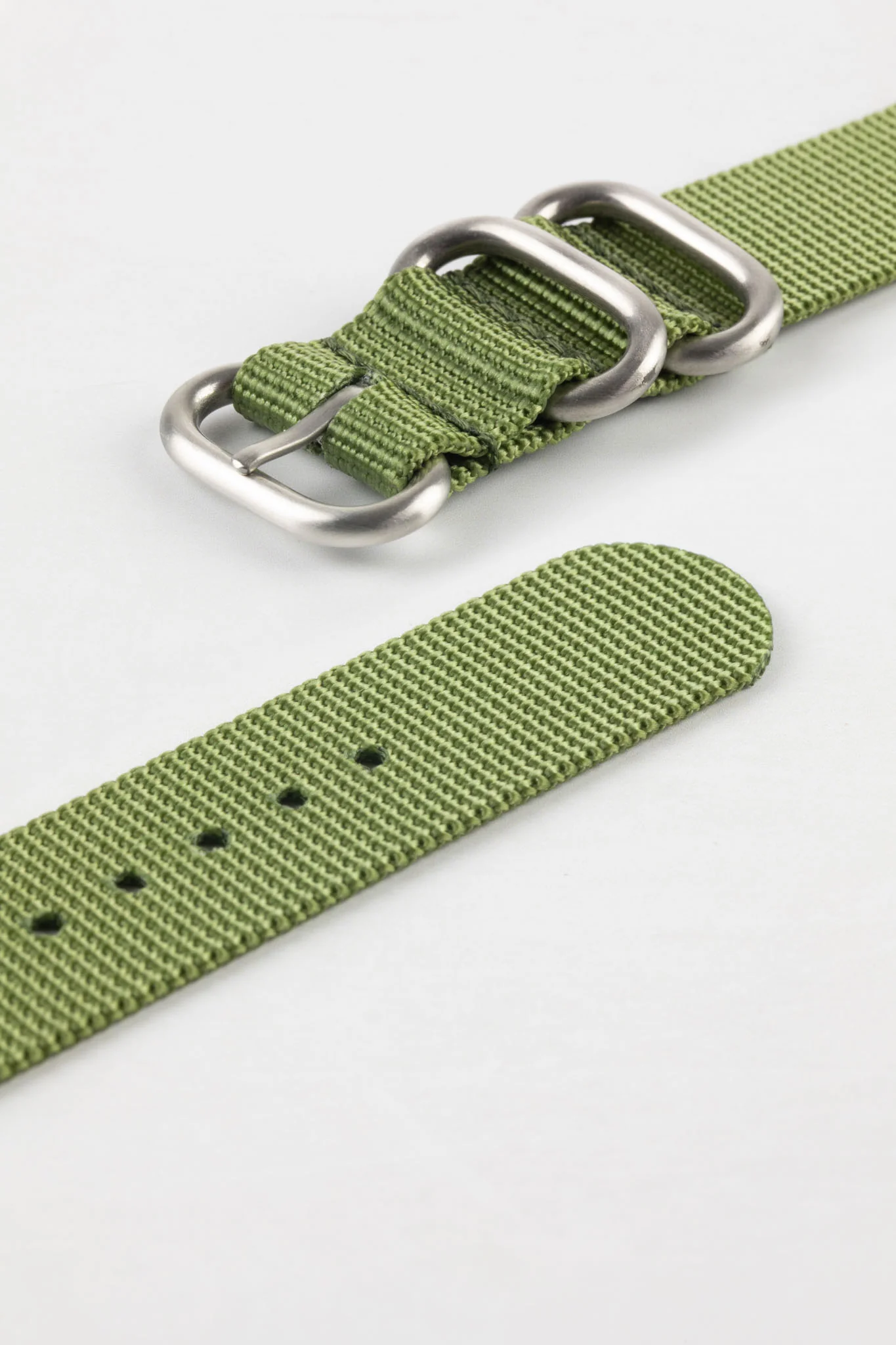 ZULU Nylon Watch Strap with 3 Steel Rings in ARMY GREEN - Image 7