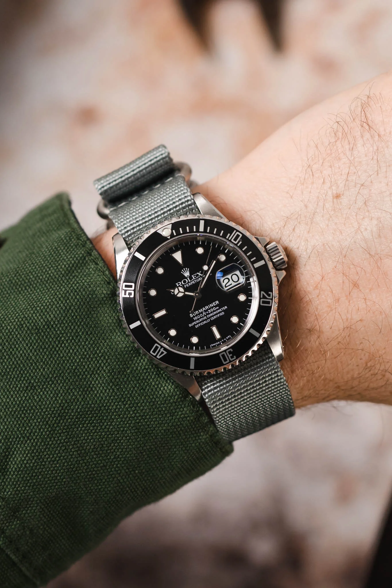 ZULU Nylon Watch Strap with 3 Steel Rings in GREY - Image 2