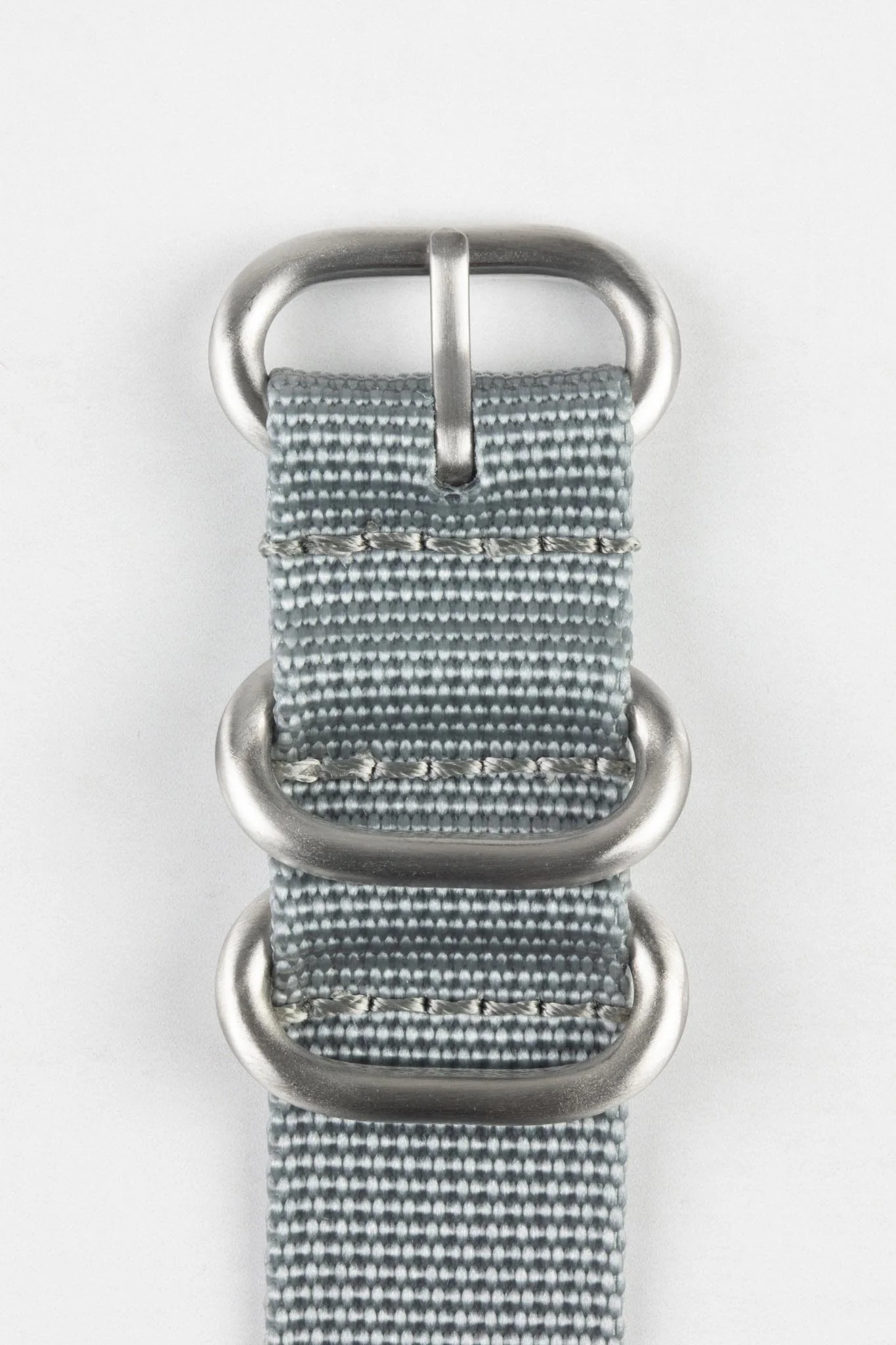 ZULU Nylon Watch Strap with 3 Steel Rings in GREY - Image 4