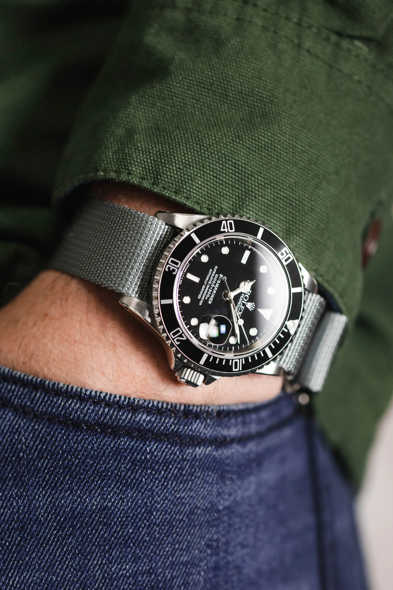 ZULU Nylon Watch Strap with 3 Steel Rings in GREY - Image 5