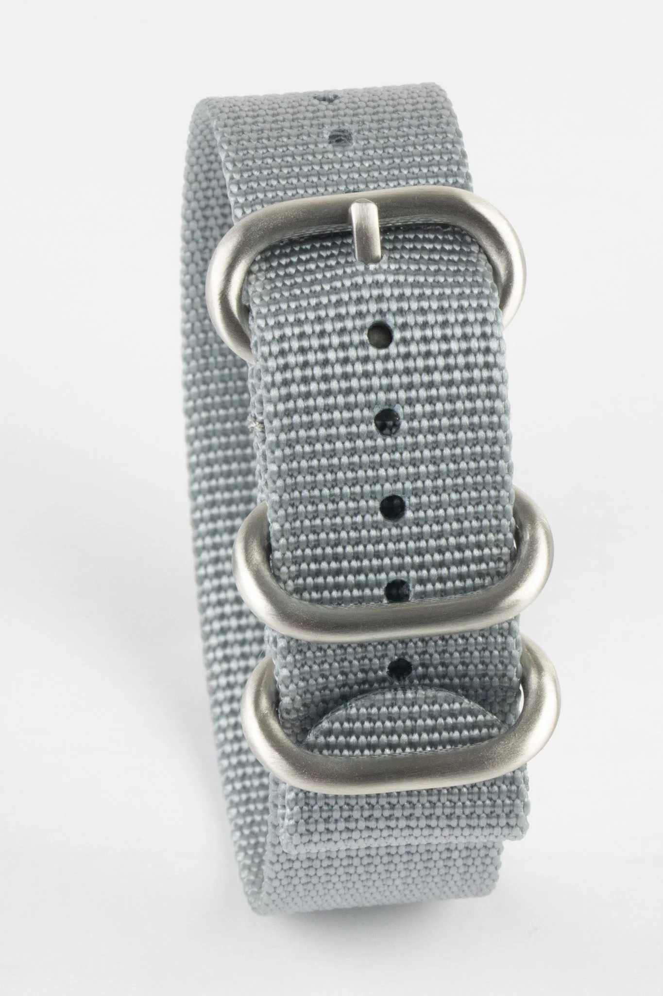 ZULU Nylon Watch Strap with 3 Steel Rings in GREY - Image 6