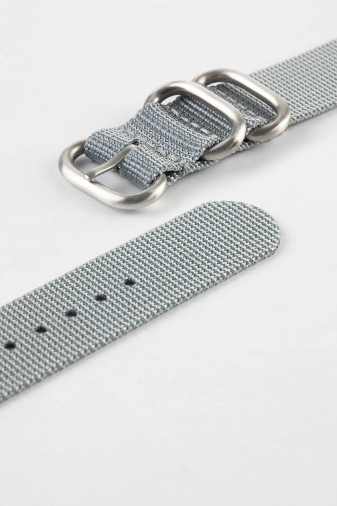 ZULU Nylon Watch Strap with 3 Steel Rings in GREY - Image 7