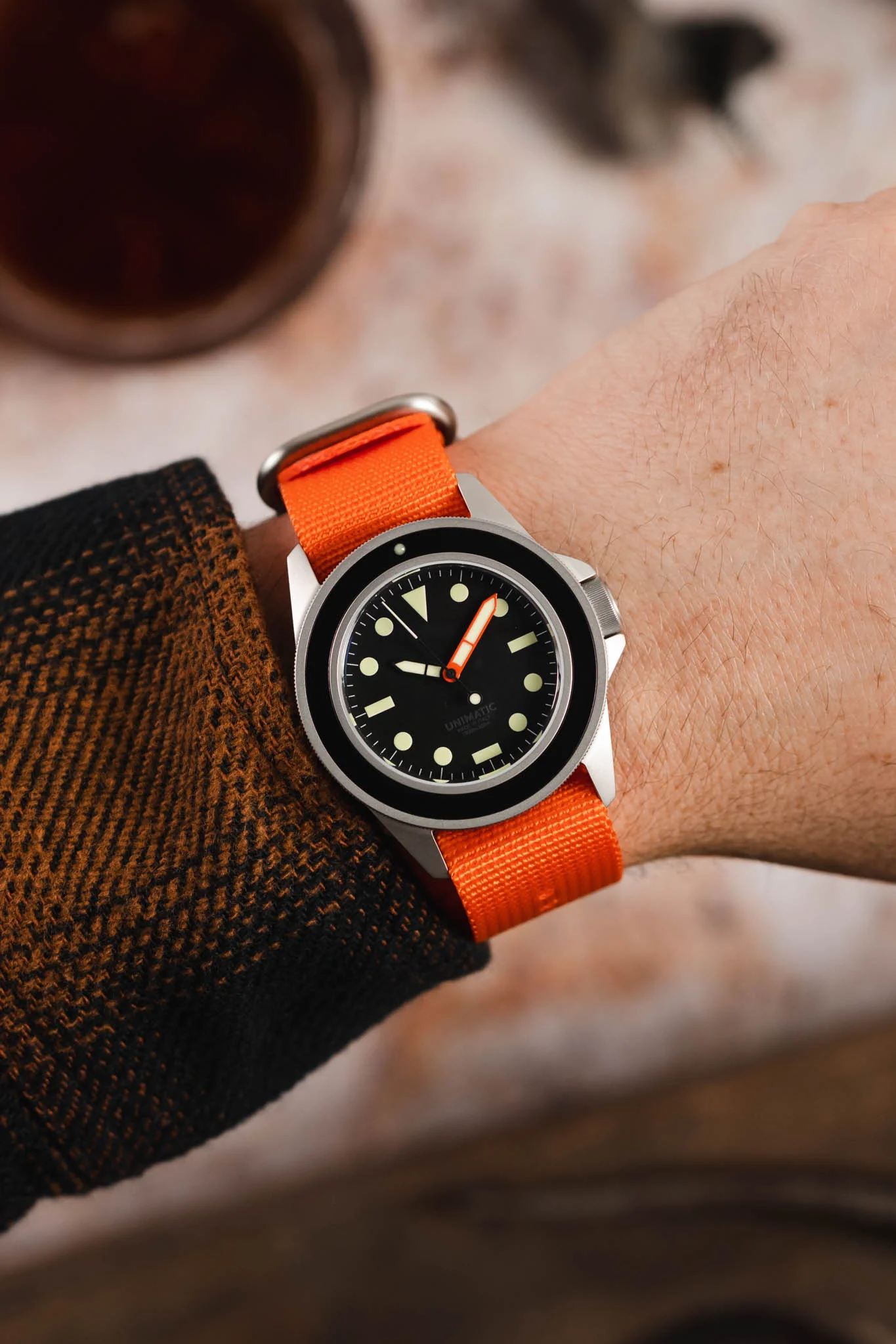 ZULU Nylon Watch Strap with 3 Steel Rings in ORANGE - Image 2