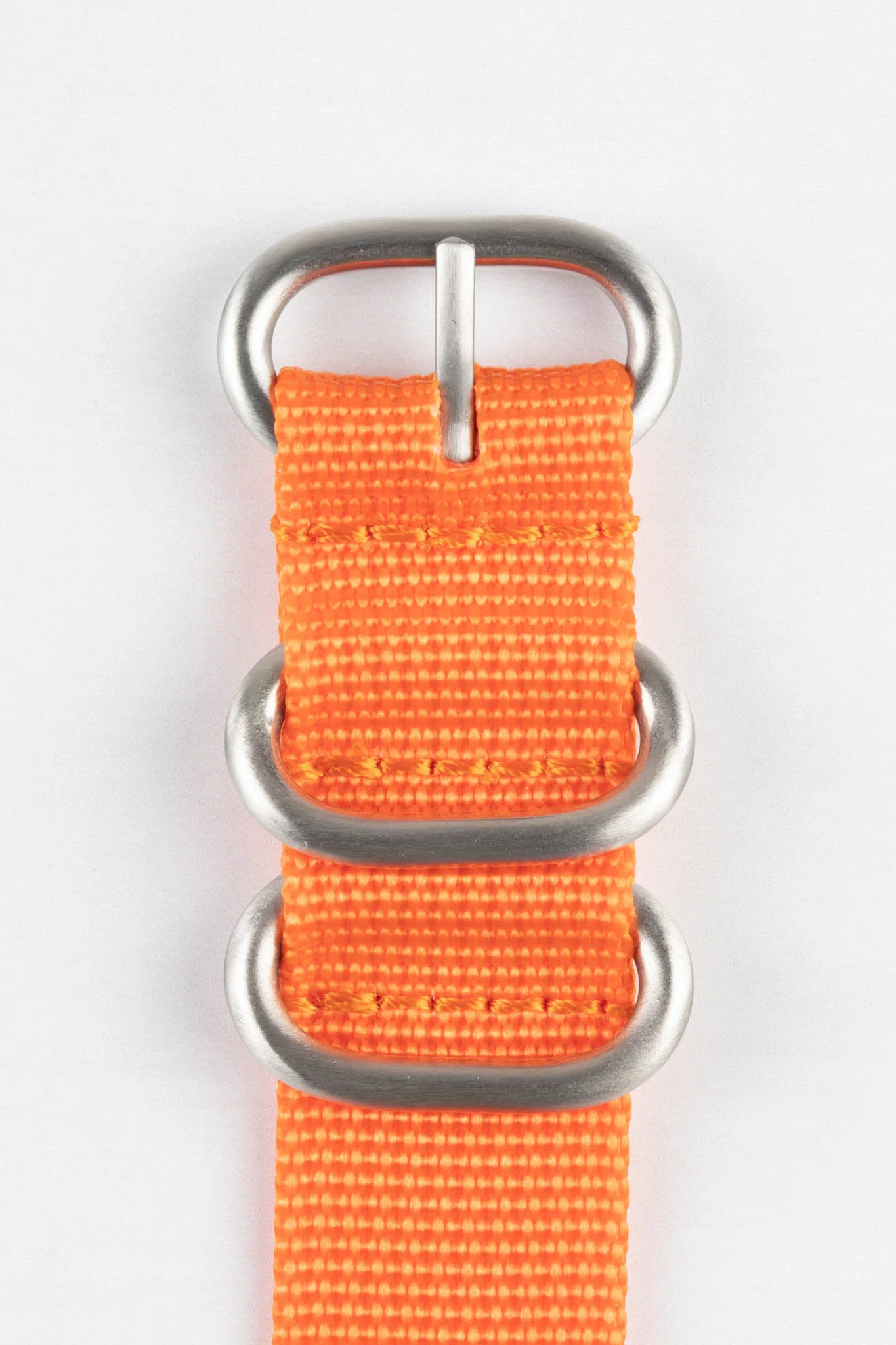 ZULU Nylon Watch Strap with 3 Steel Rings in ORANGE - Image 4