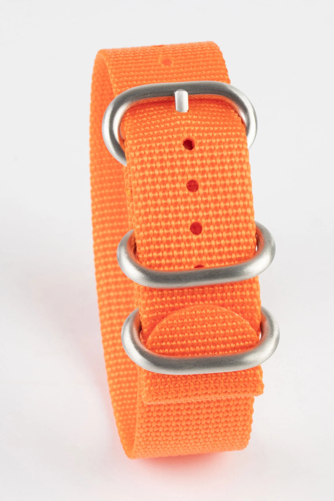 ZULU Nylon Watch Strap with 3 Steel Rings in ORANGE - Image 6