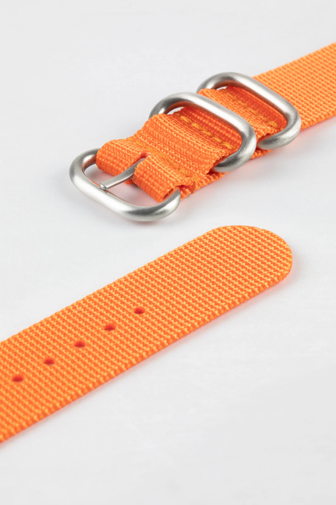 ZULU Nylon Watch Strap with 3 Steel Rings in ORANGE - Image 7