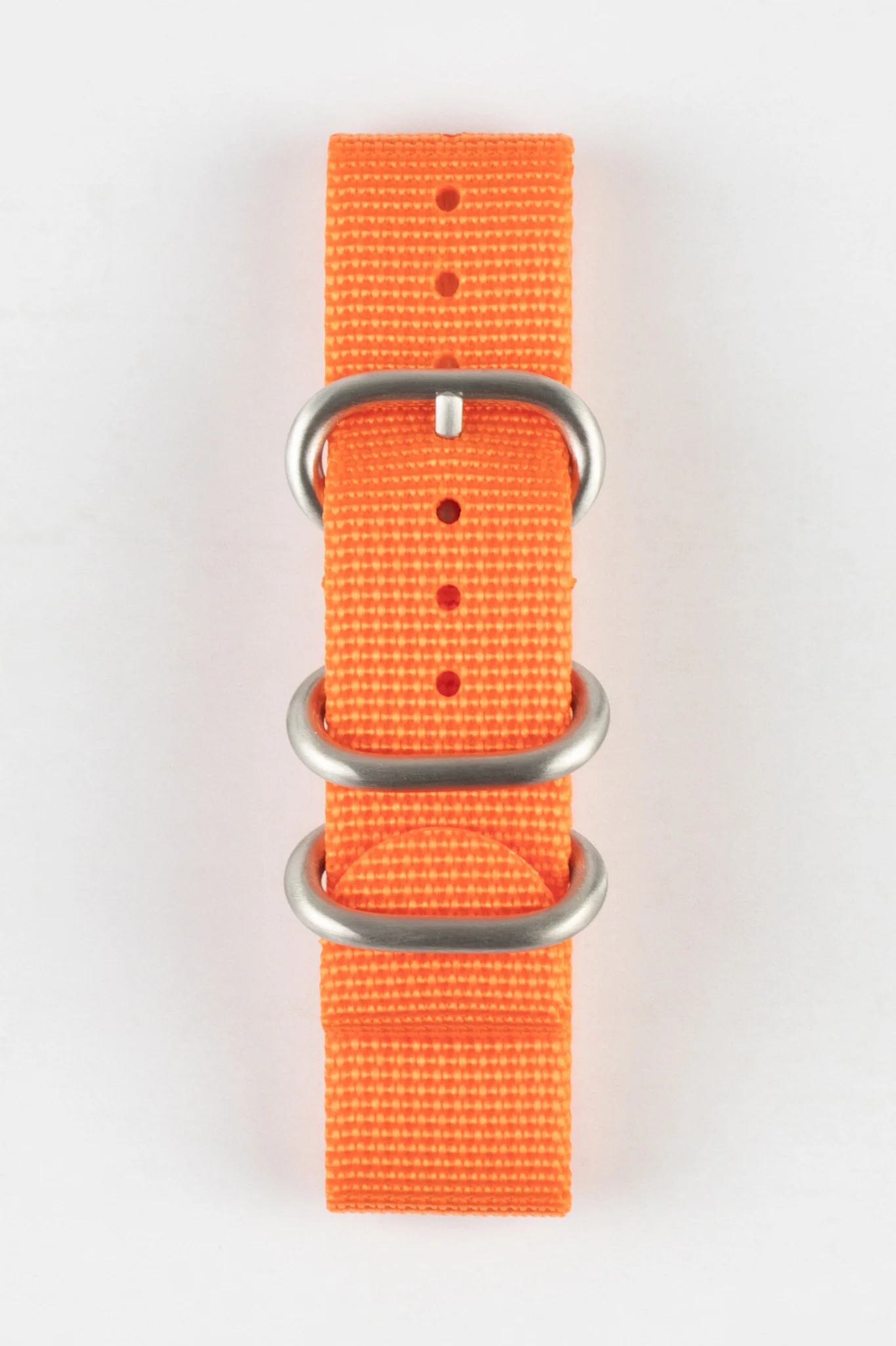 ZULU Nylon Watch Strap with 3 Steel Rings in ORANGE - Image 8