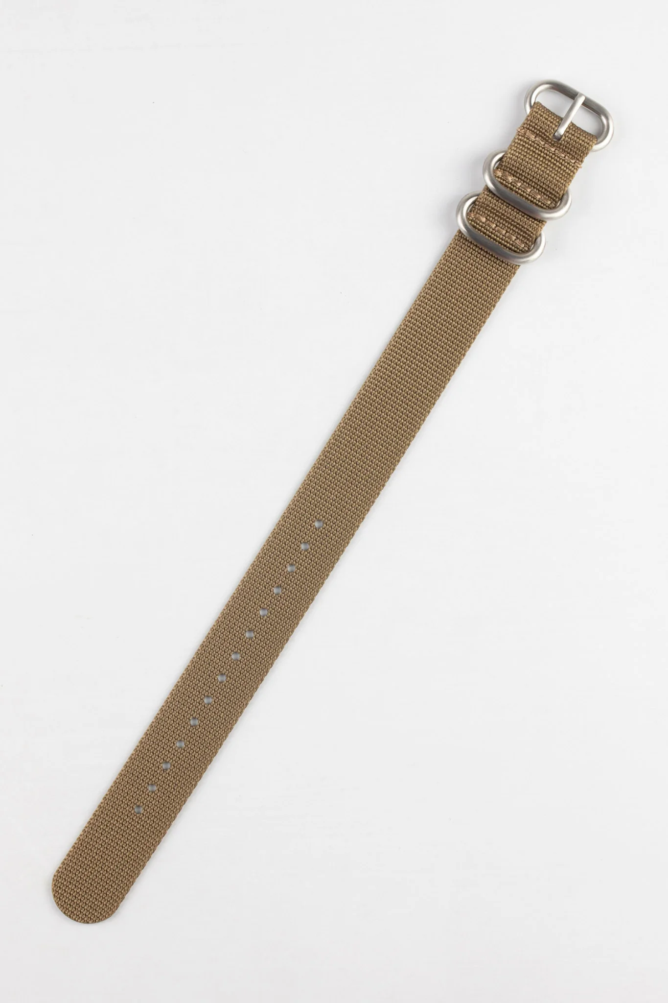 ZULU Nylon Watch Strap with 3 Steel Rings in KHAKI - Image 3