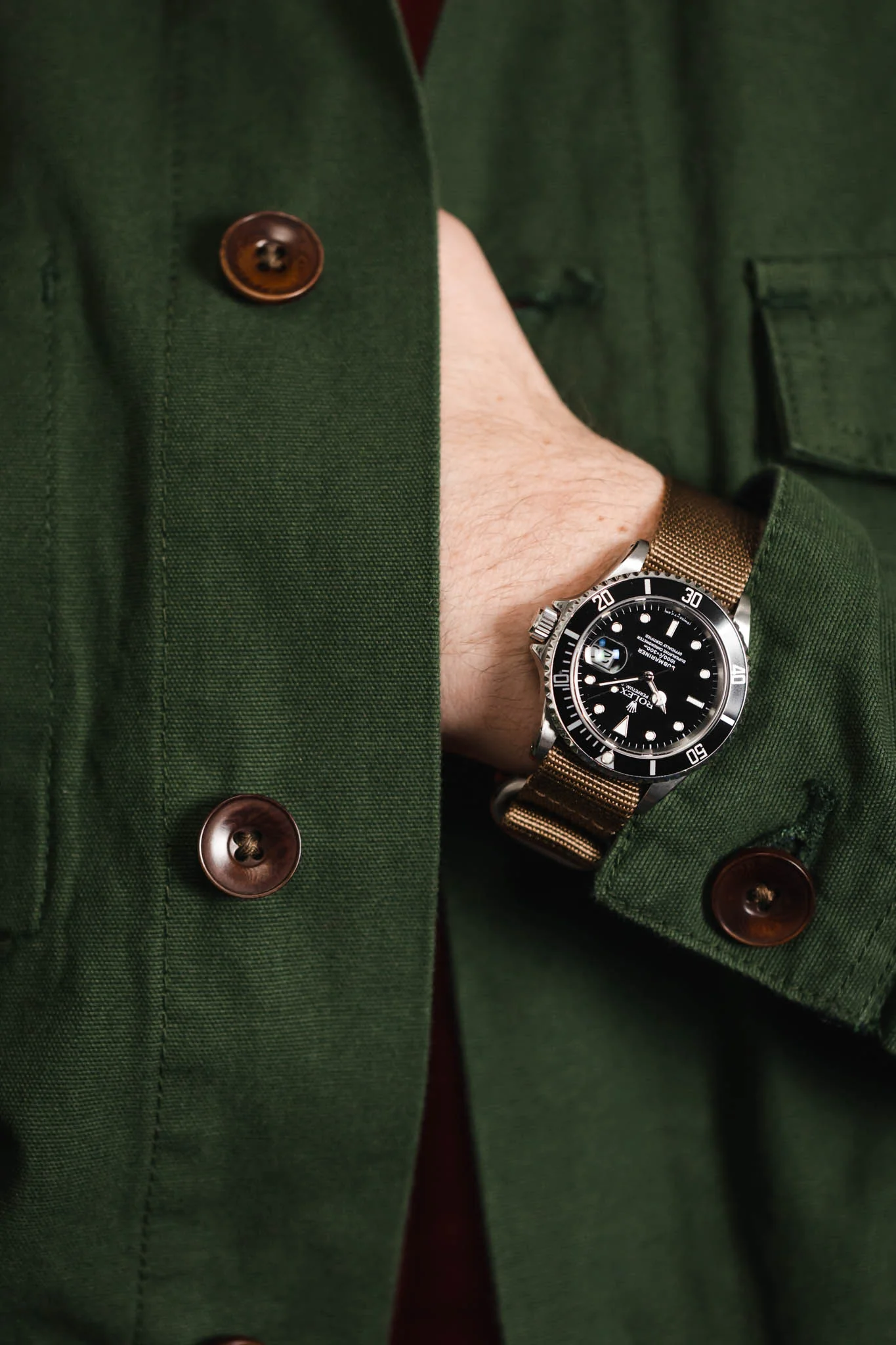 ZULU Nylon Watch Strap with 3 Steel Rings in KHAKI - Image 4