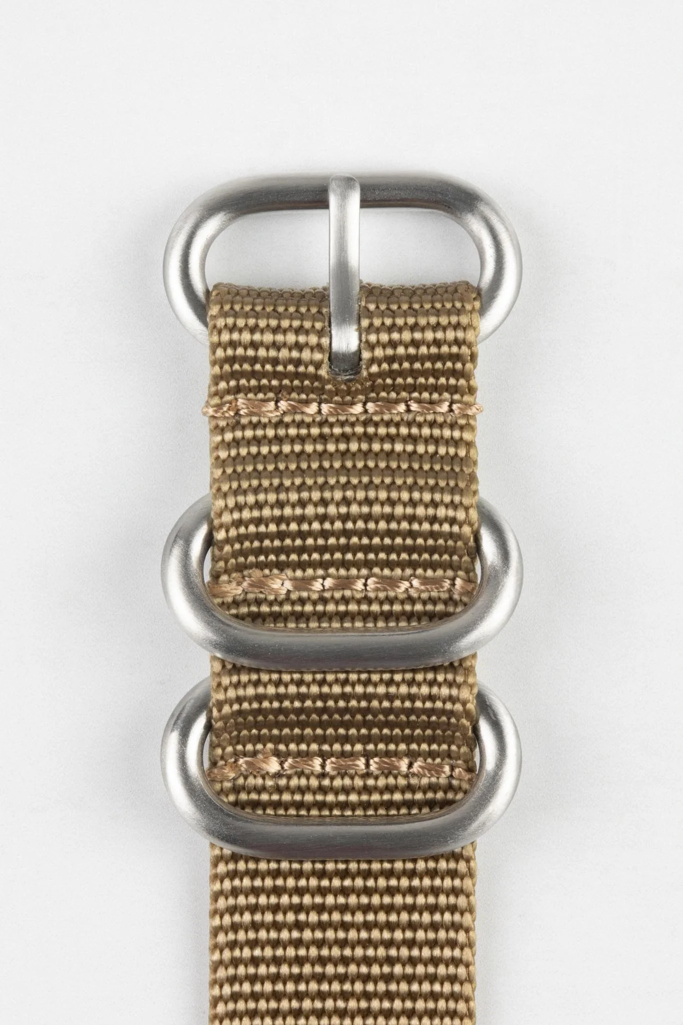 ZULU Nylon Watch Strap with 3 Steel Rings in KHAKI - Image 5