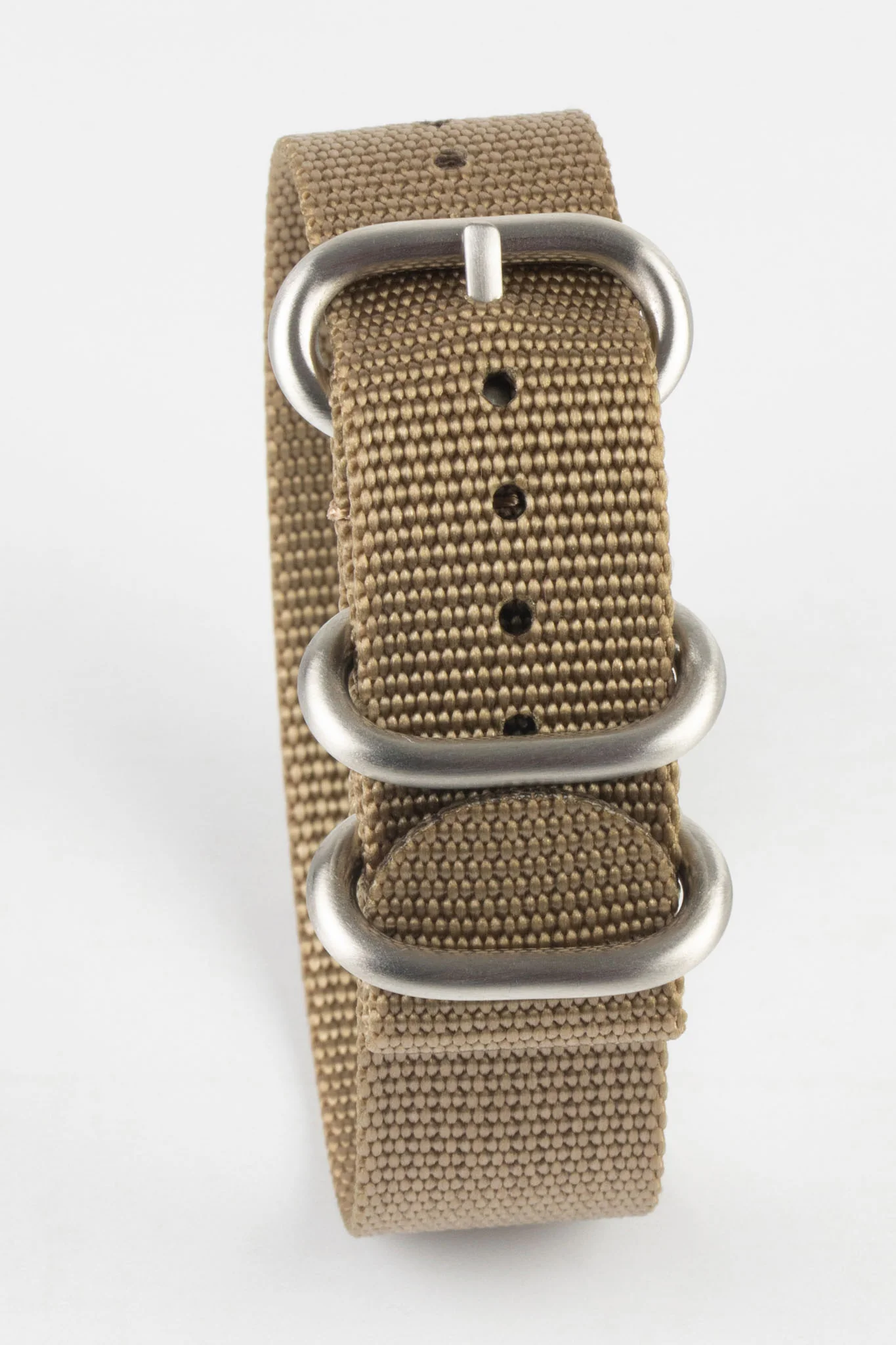 ZULU Nylon Watch Strap with 3 Steel Rings in KHAKI - Image 7