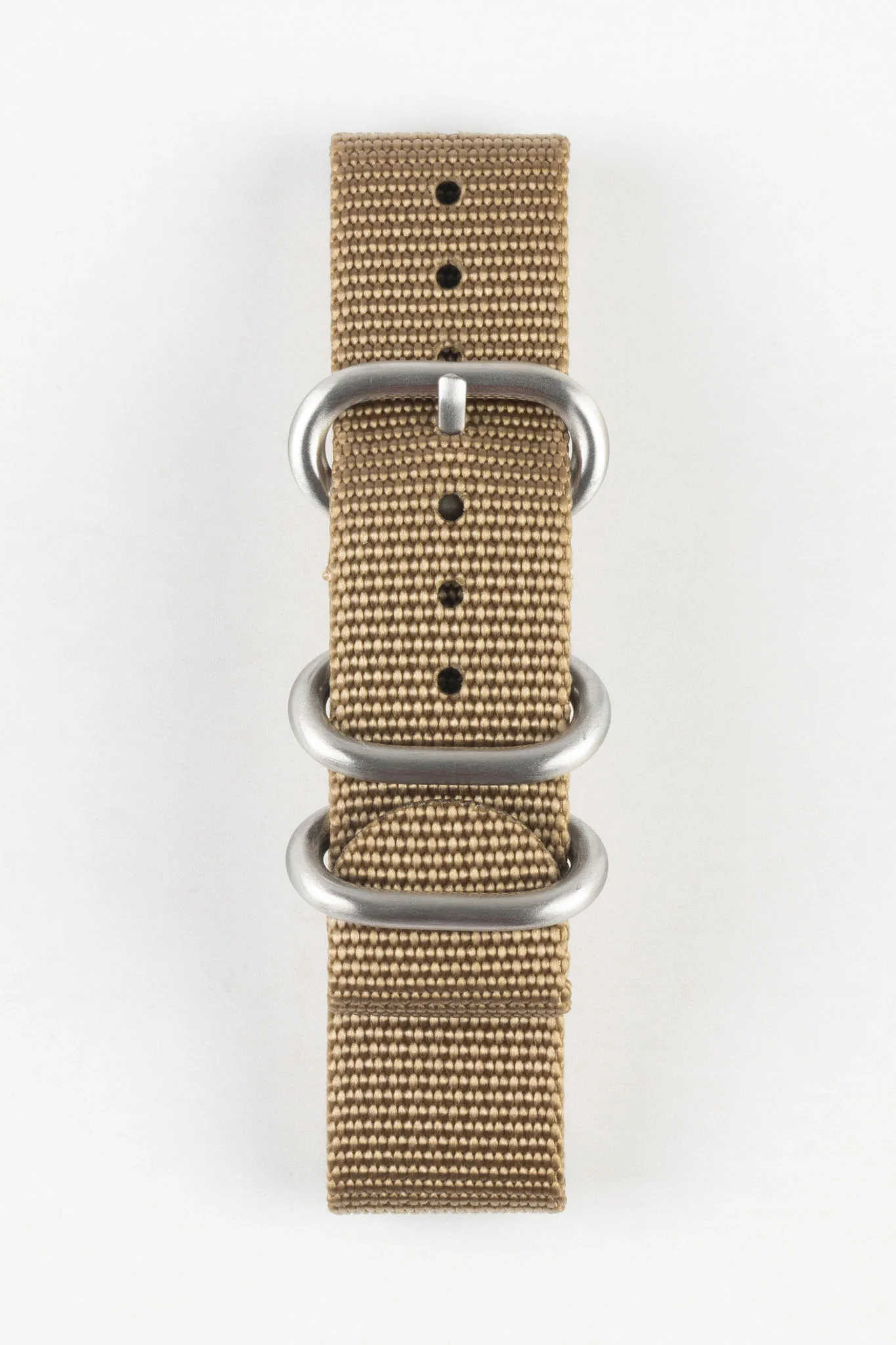 ZULU Nylon Watch Strap with 3 Steel Rings in KHAKI - Image 8