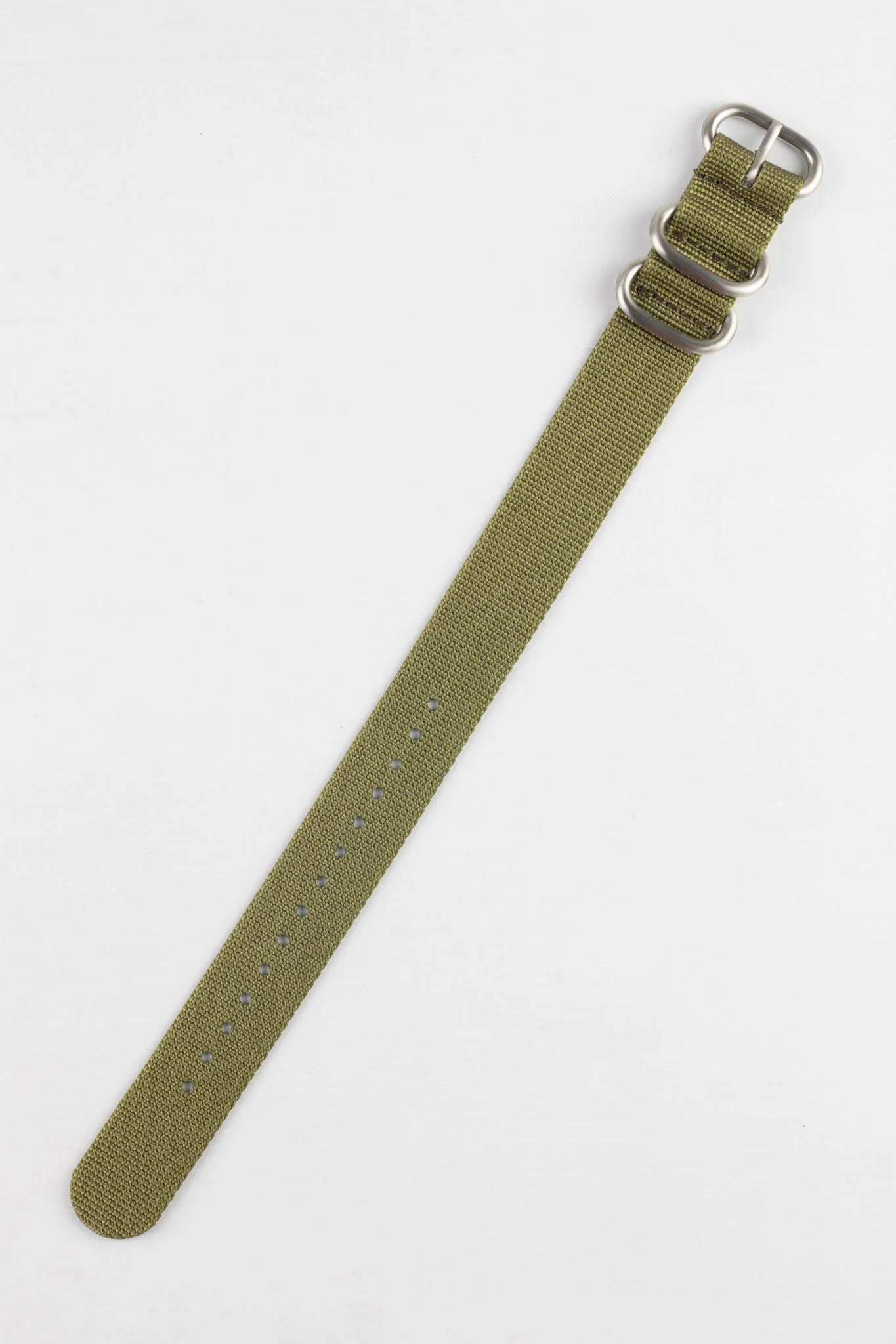 ZULU Nylon Watch Strap with 3 Steel Rings in OLIVE GREEN - Image 3