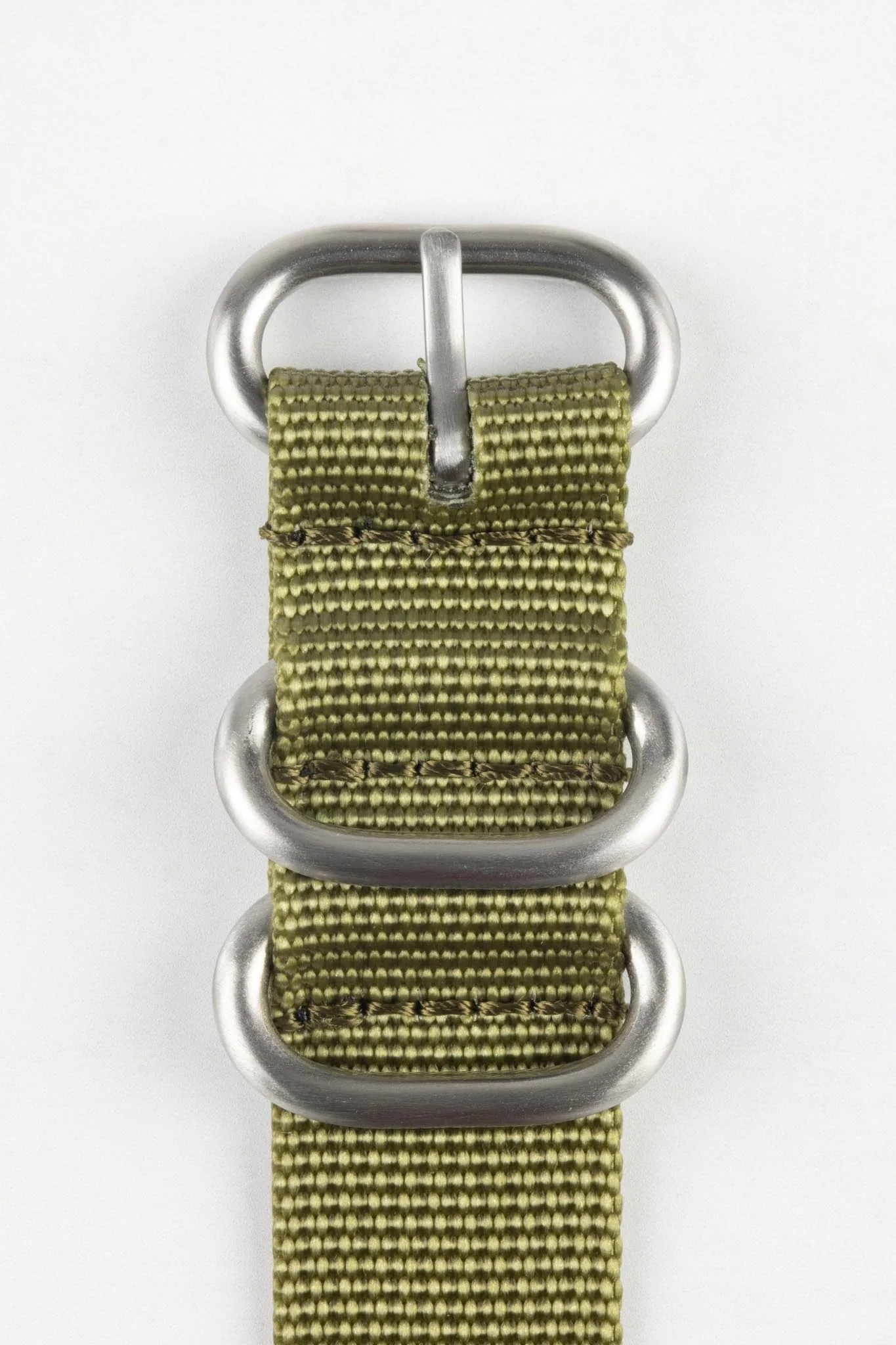 ZULU Nylon Watch Strap with 3 Steel Rings in OLIVE GREEN - Image 4