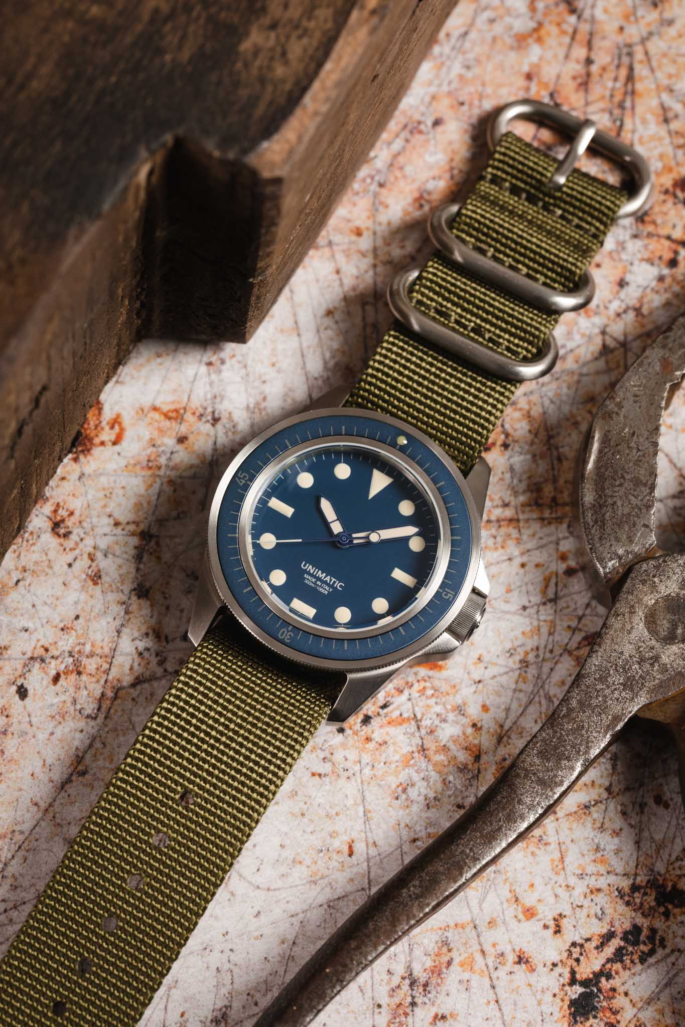 ZULU Nylon Watch Strap with 3 Steel Rings in OLIVE GREEN - Image 5