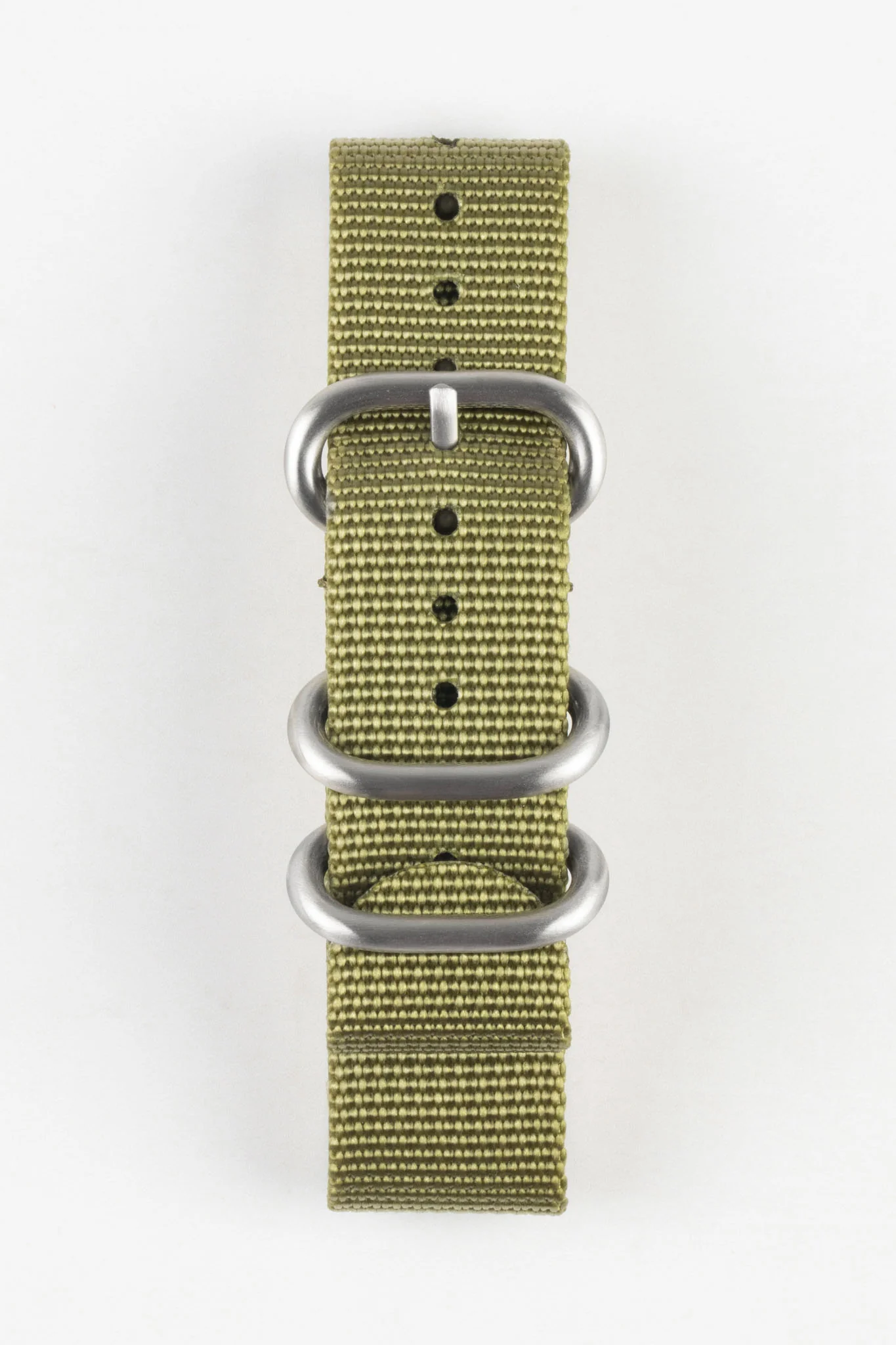 ZULU Nylon Watch Strap with 3 Steel Rings in OLIVE GREEN - Image 8