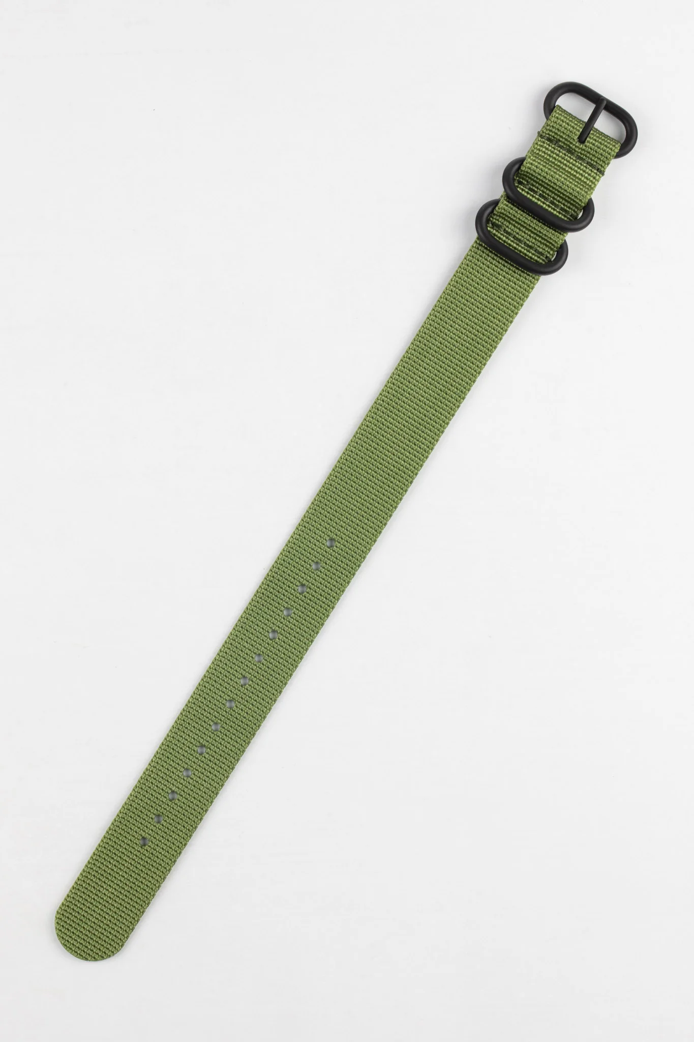 ZULU Nylon Watch Strap with 3 PVD Rings in ARMY GREEN - Image 3