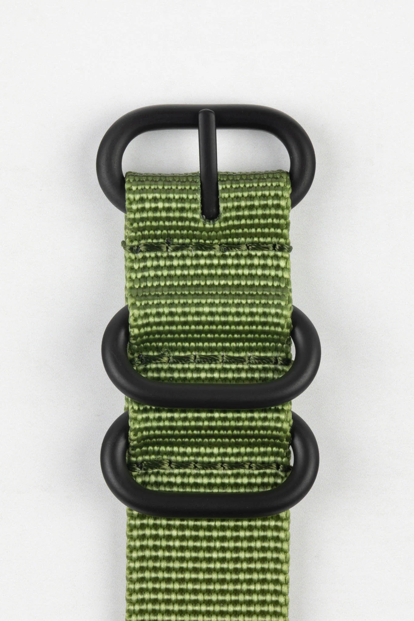 ZULU Nylon Watch Strap with 3 PVD Rings in ARMY GREEN - Image 4