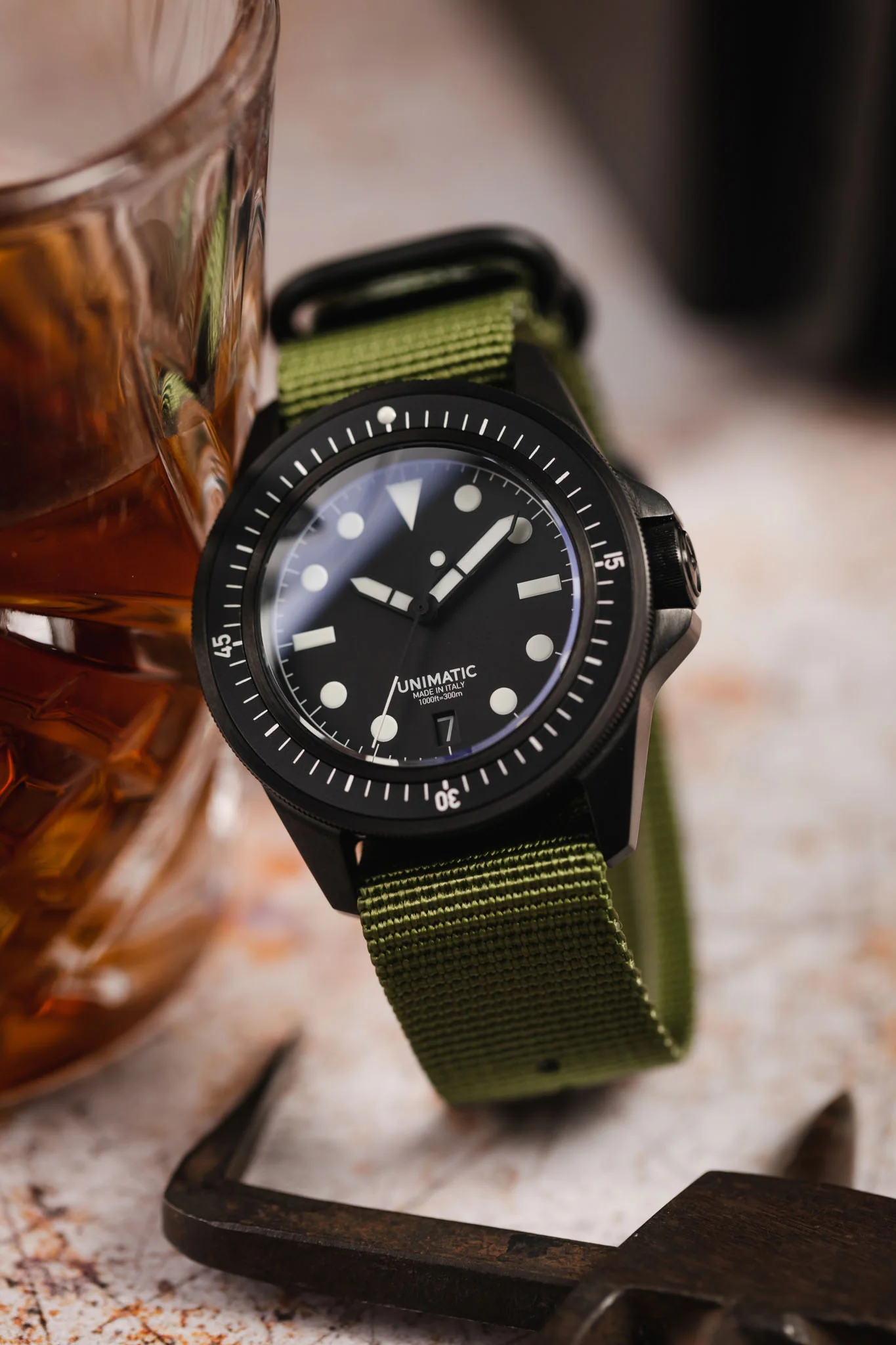 ZULU Nylon Watch Strap with 3 PVD Rings in ARMY GREEN - Image 5